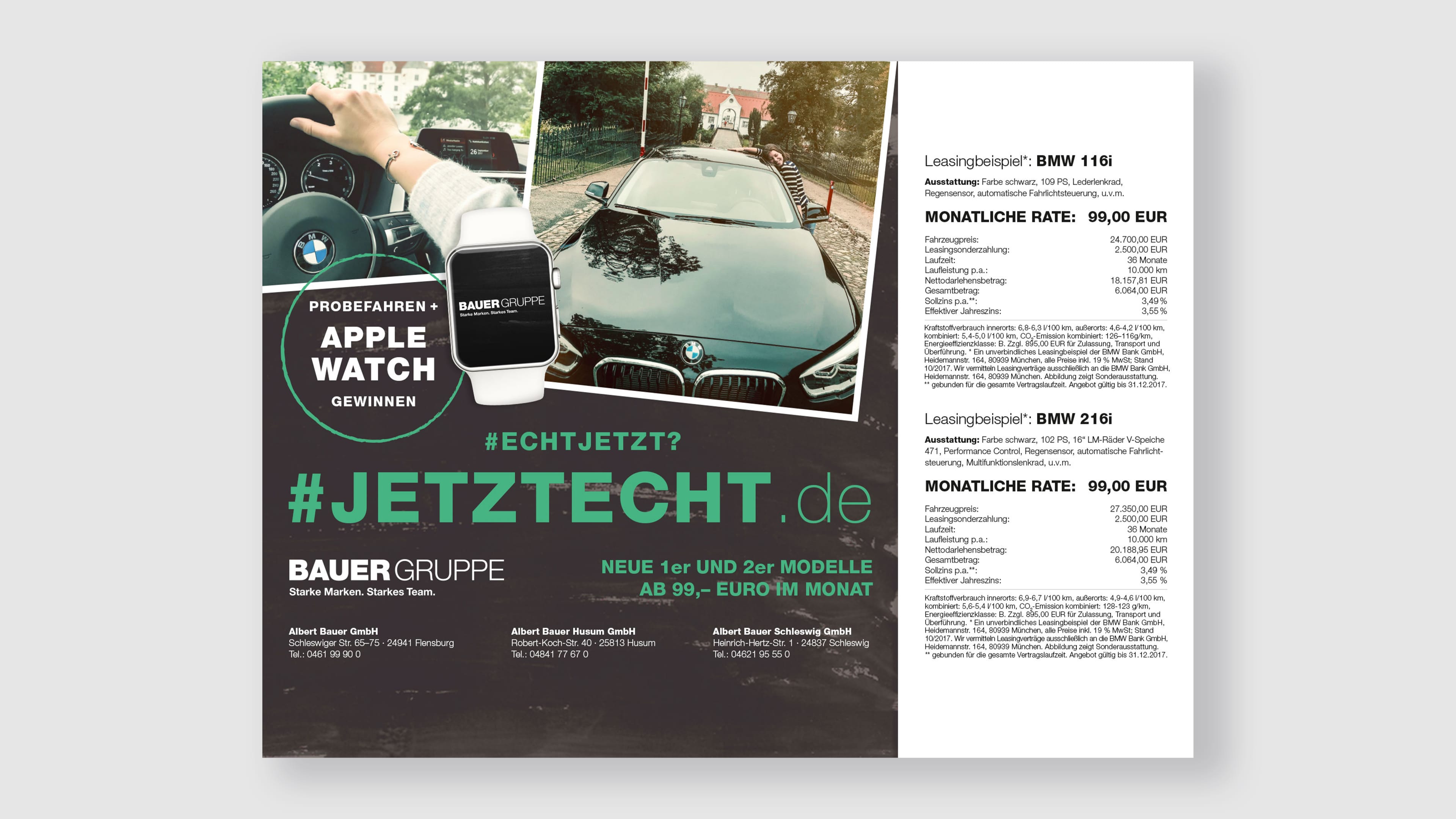 Leasingangebot für zwei BMW-Modelle Infos und Preis neben quadratischem Foto