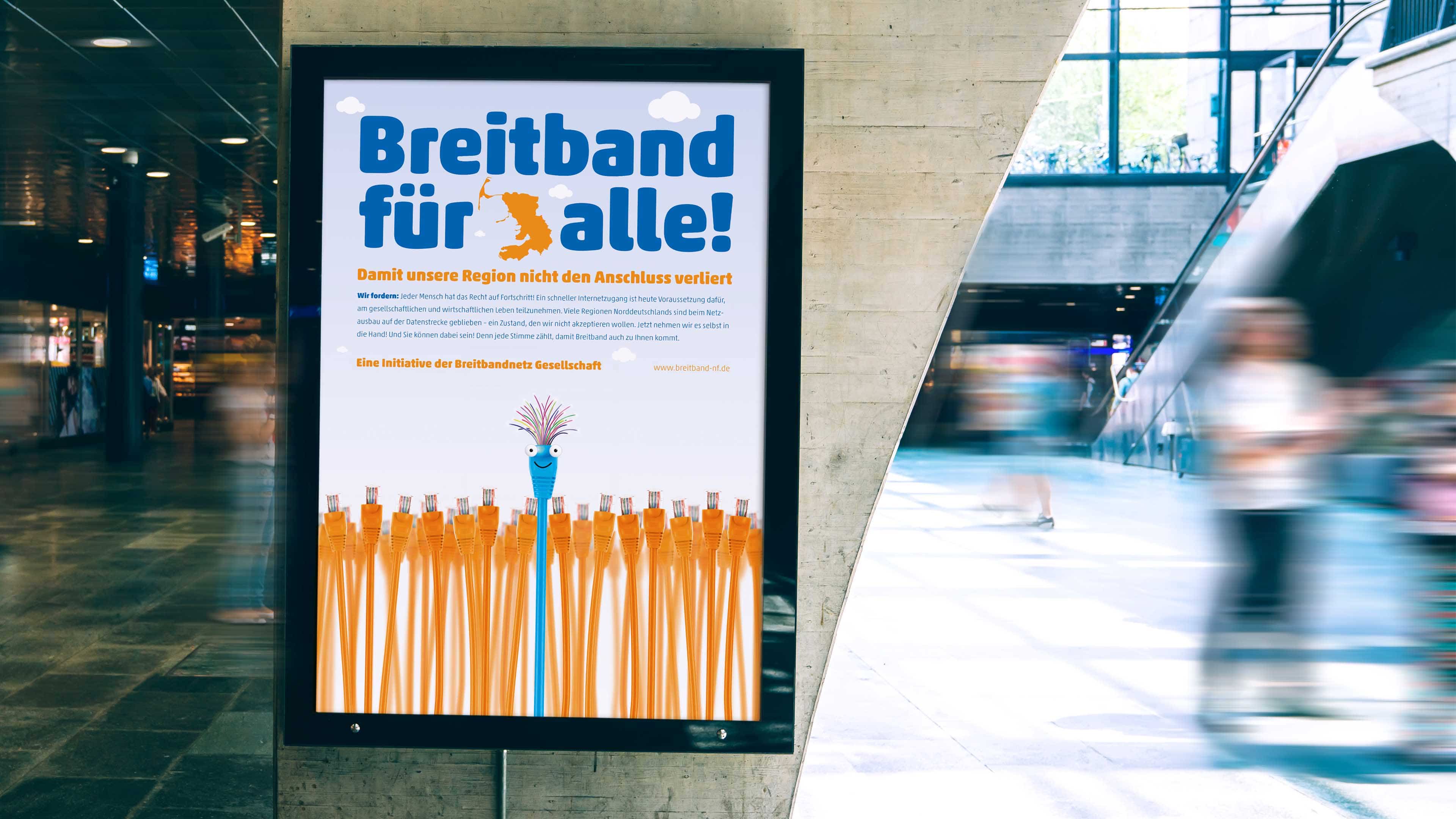 Plakat der Breitbandkampagne im öffentlichen Platz