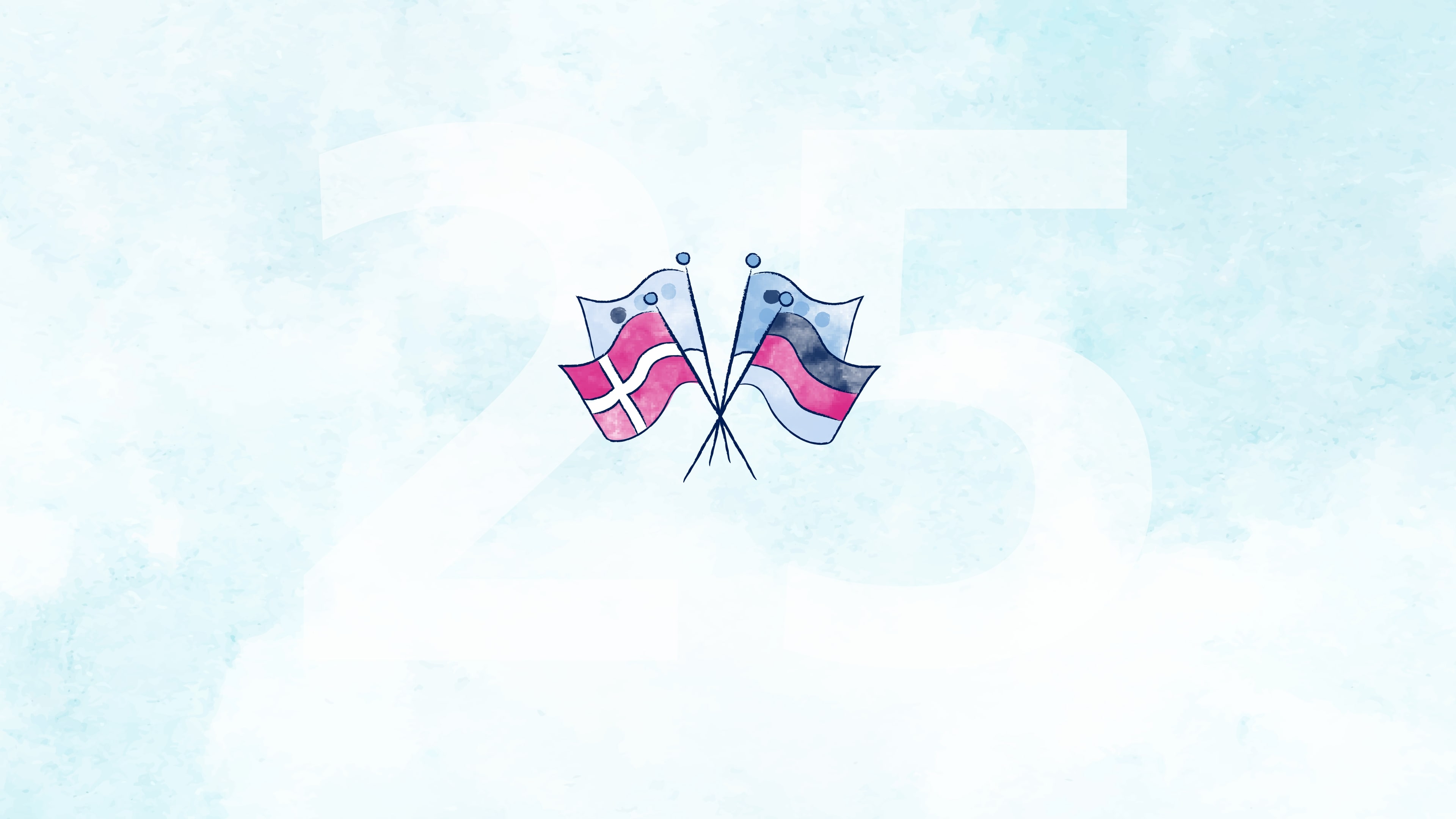 Große 25 mit deutscher und dänischer Flagge