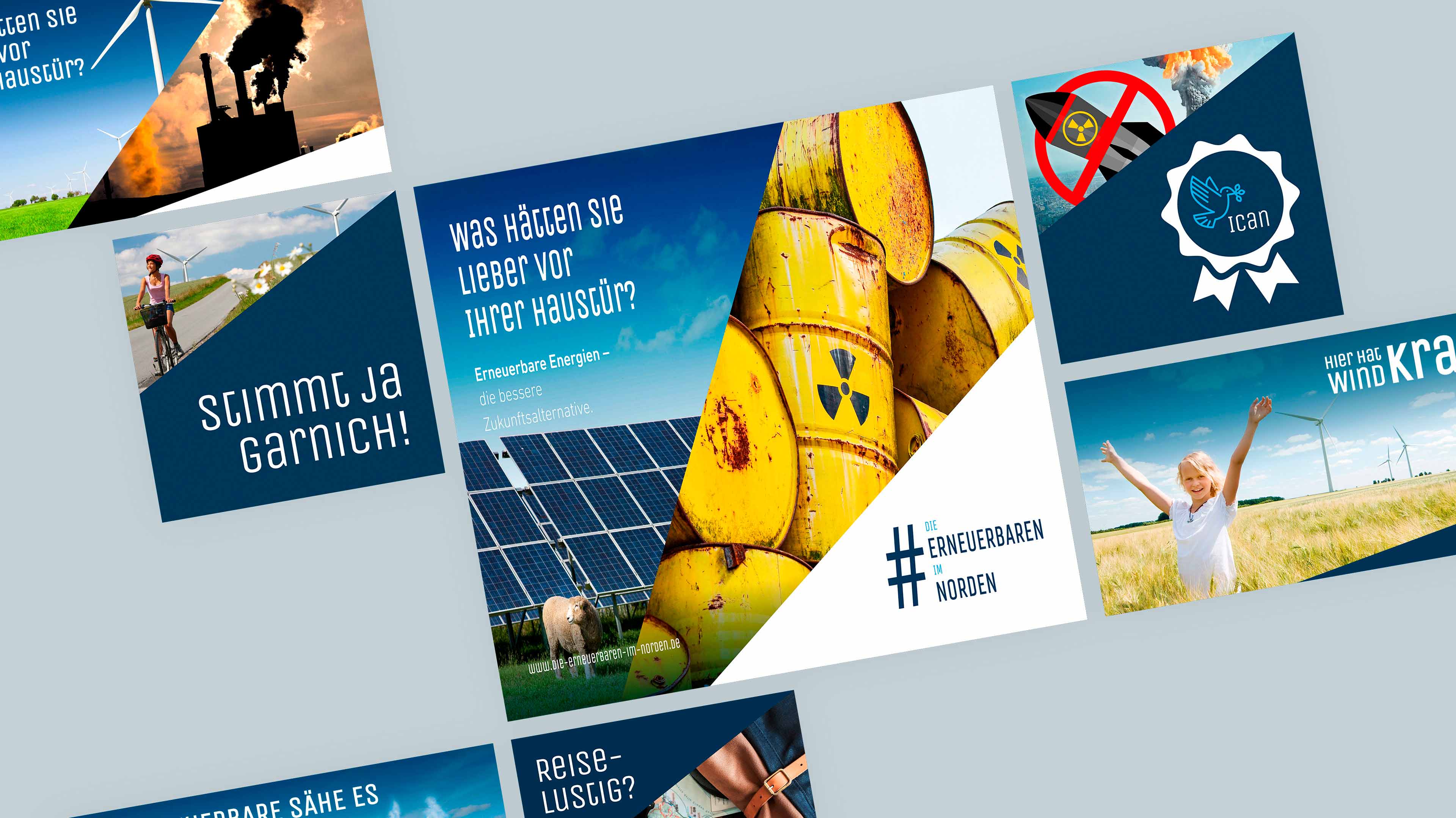 Collage mit Anzeigen für den Verein zur Förderung der Energiewende