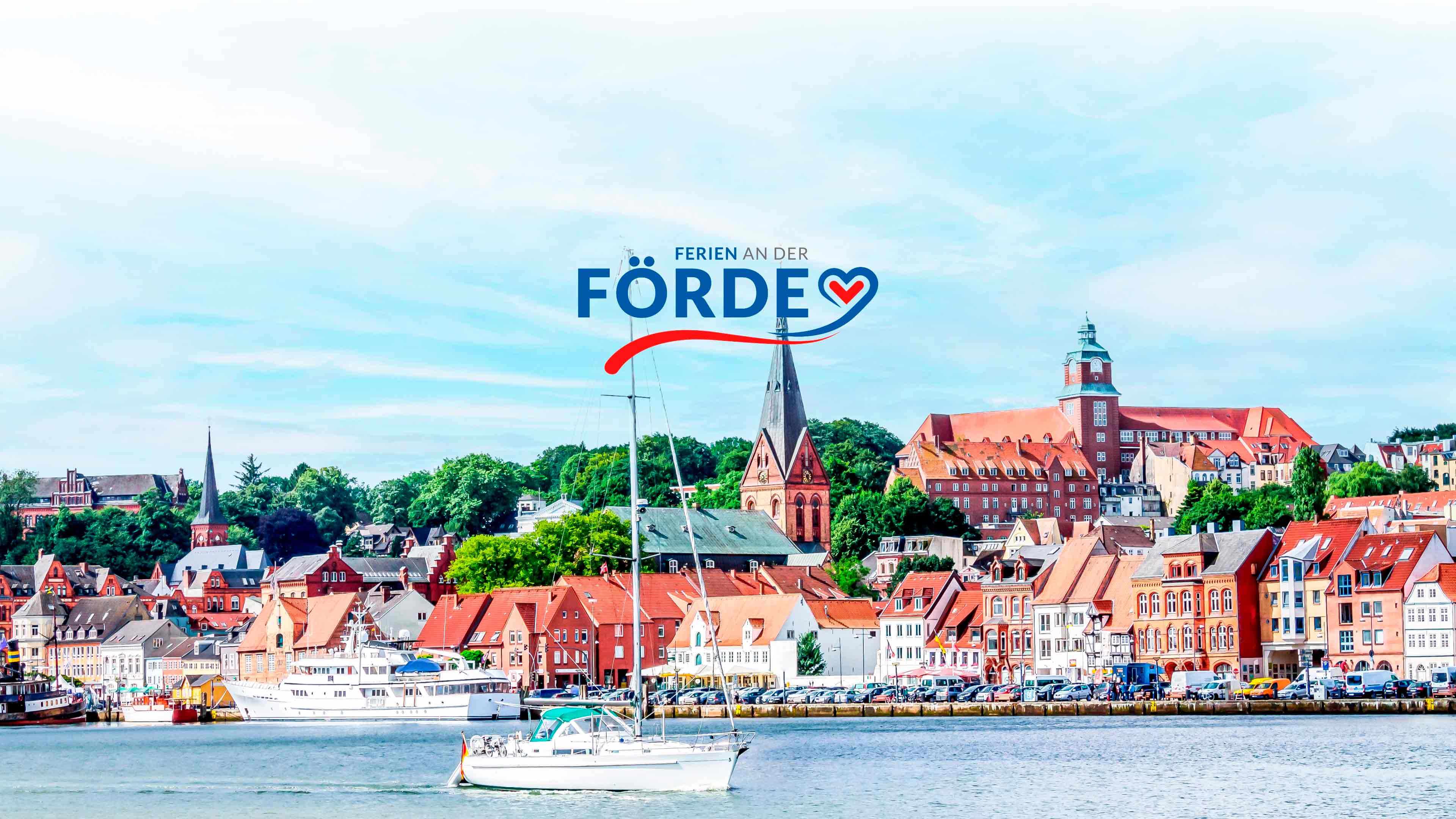 Flensburgpanorama mit Logo Ferien an der Förde