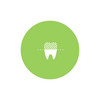 Rundes grünes Icon mit weißem Zahn vor weißem Hintergrund