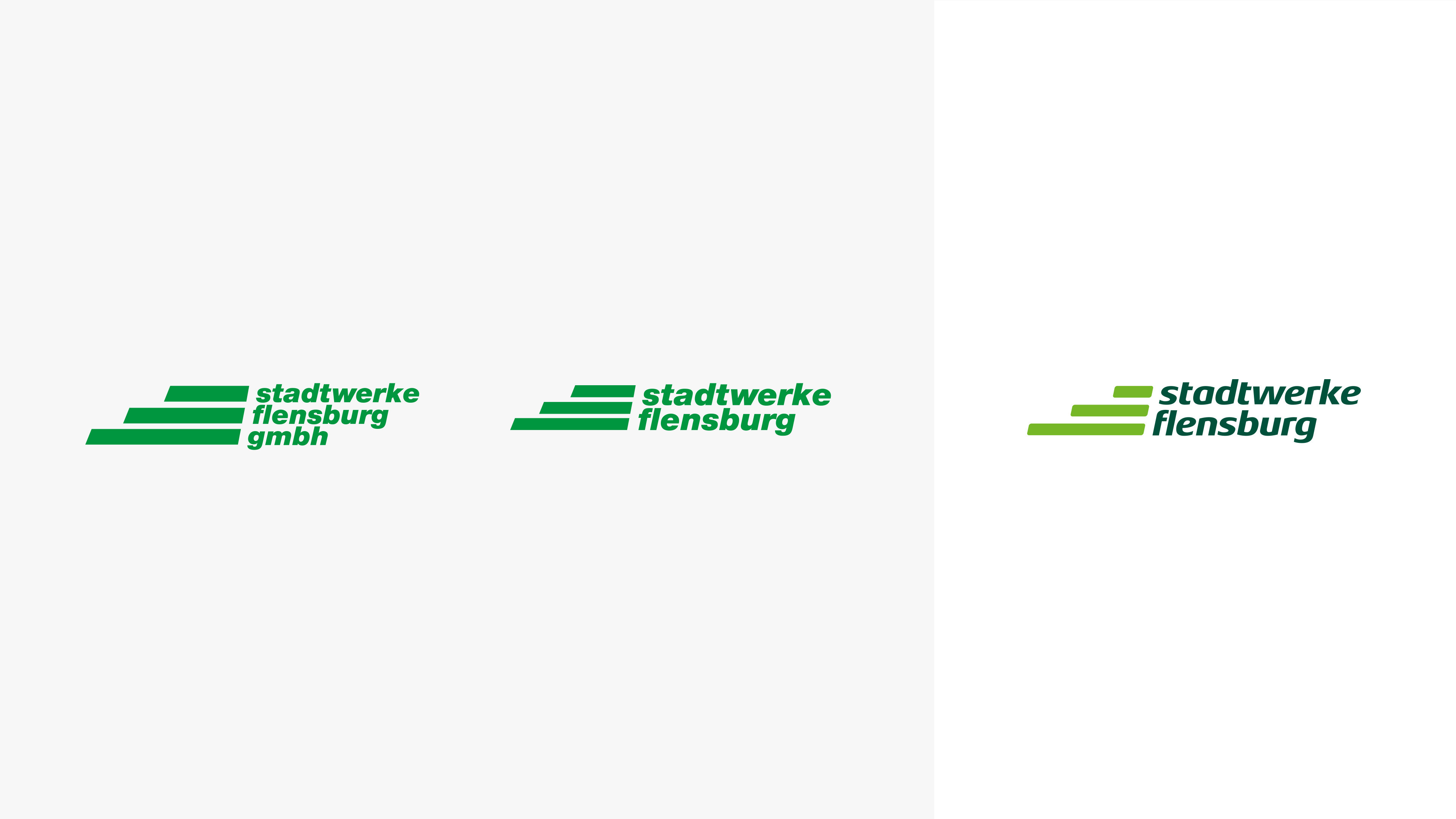 Drei Logos der Stadtwerke Flensburg