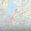 Eine Stadkarte von Hamburg mit einer eingezeichneten roten Route.