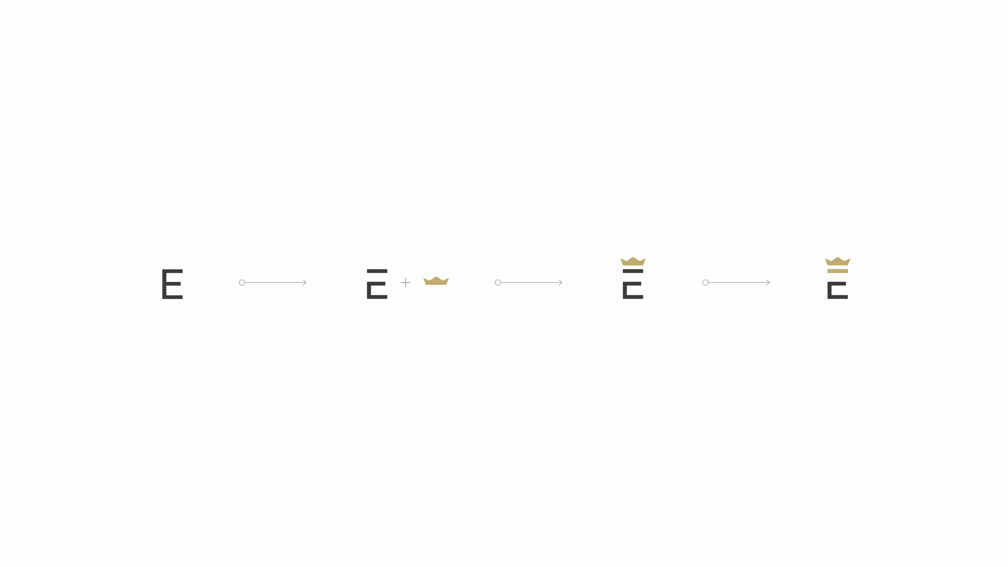 Logoentwicklung vom E zum E mit goldener Krone