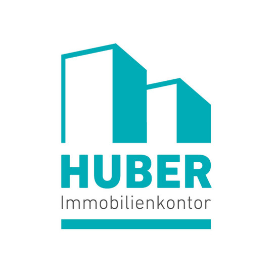 Huber Immobilienkontor Logo mit zwei blauen Häusern