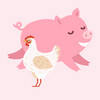 Pinkes Schwein und ein weißes Huhn