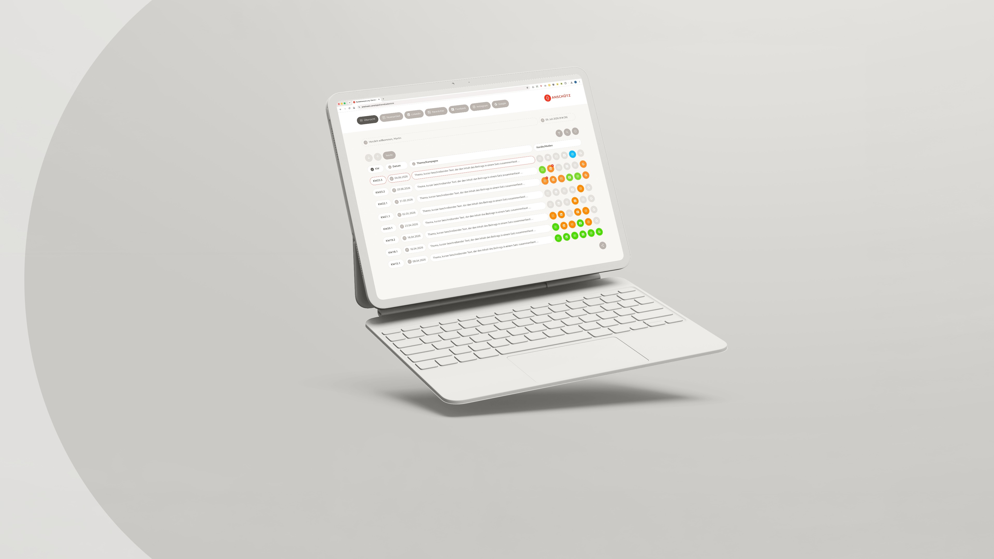 Laptop mit der Ansicht des Redaktionssystems