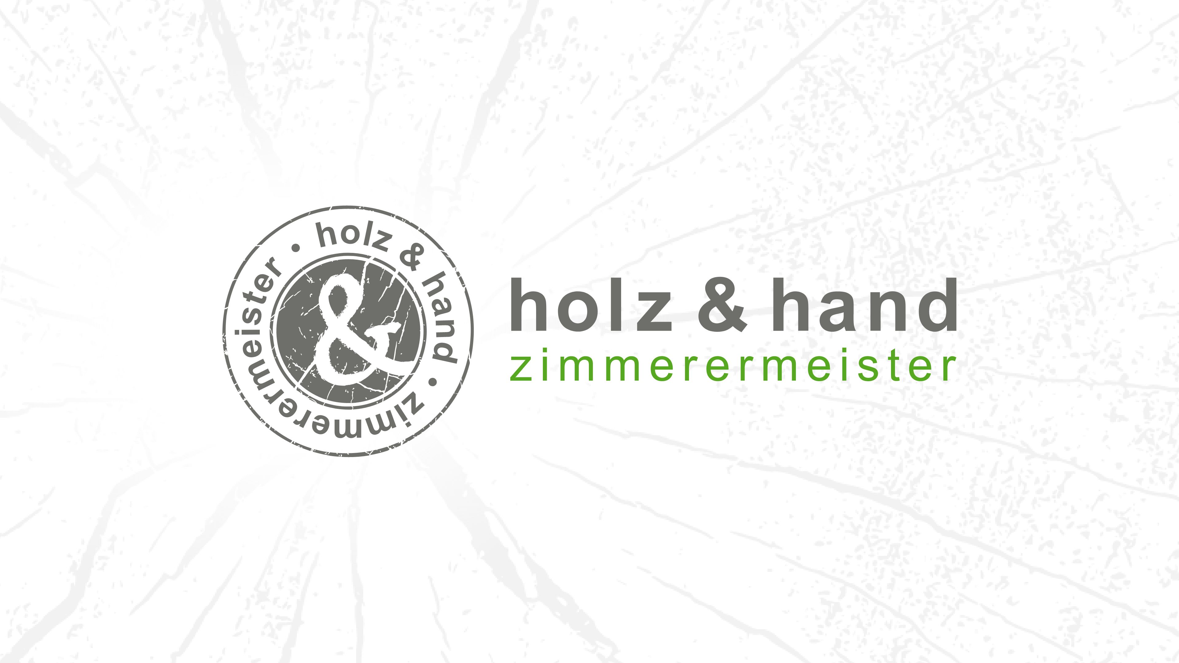 Holz und Hand Zimmerermeister Schriftzug und Logo