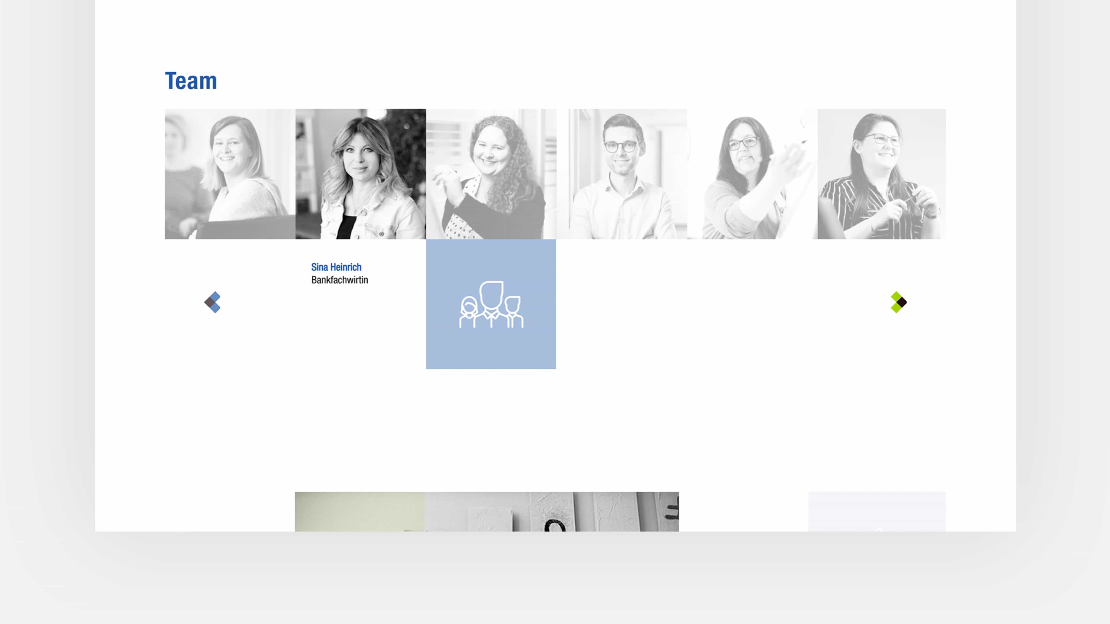 Schwarz-weiße, quadratische Mitarbeiterfotos von acontax