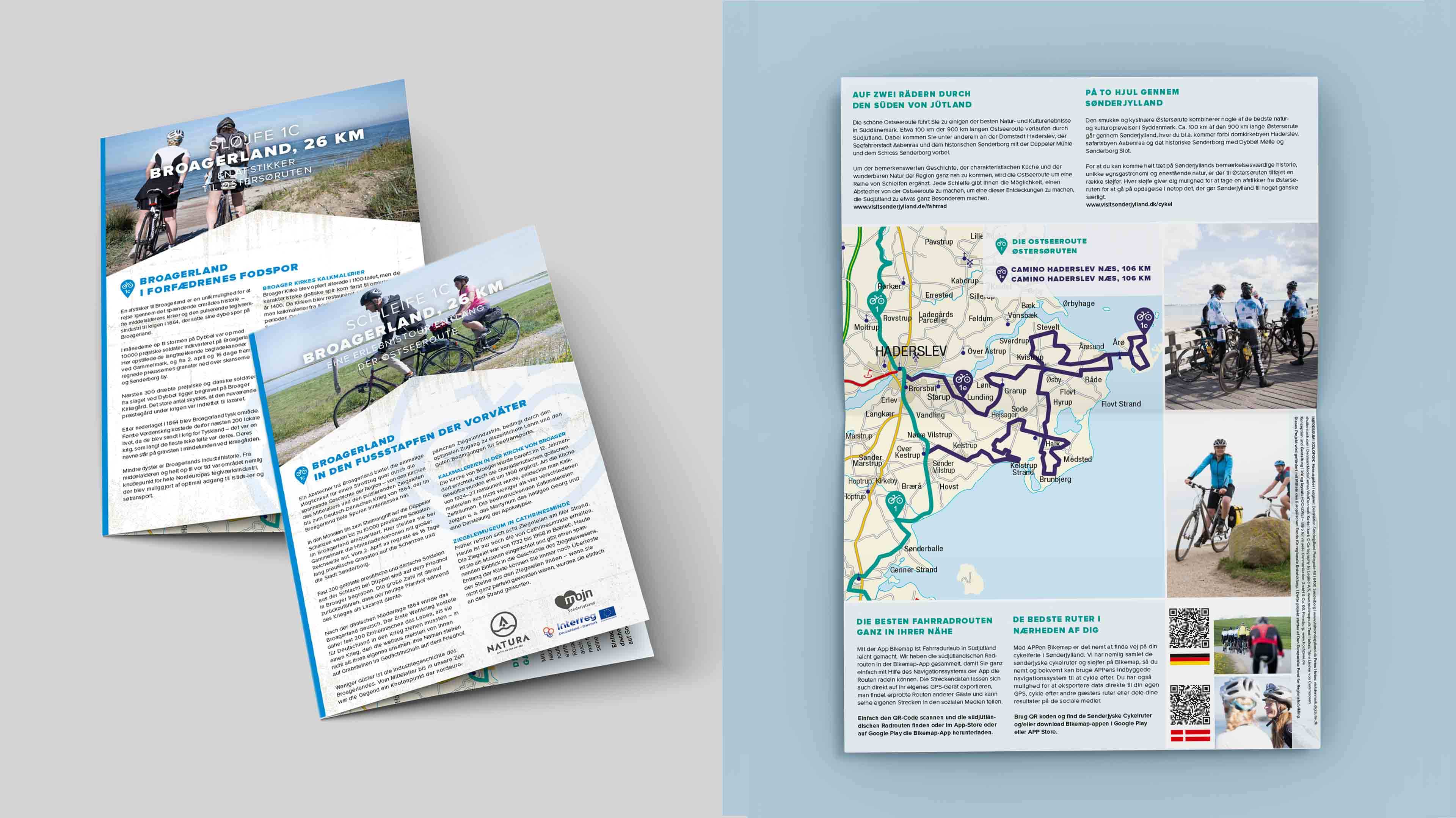 Faltkarte und Info über eine Radtour bei Haderslev auf Deutsch und Dänisch