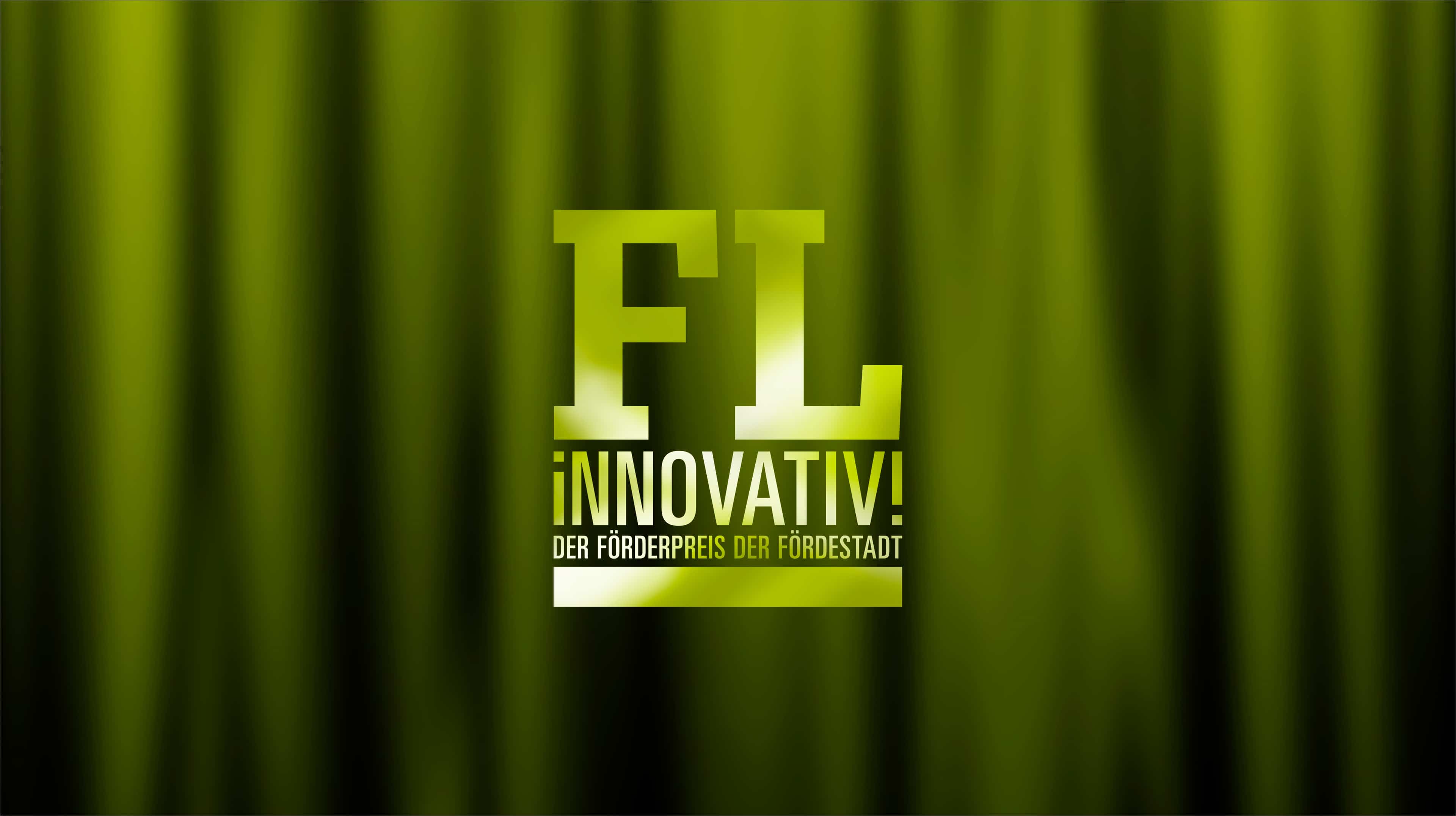 "FL innovativ! Der Förderpreis der Fördestadt" vor grün-schwarzem Hintergrund