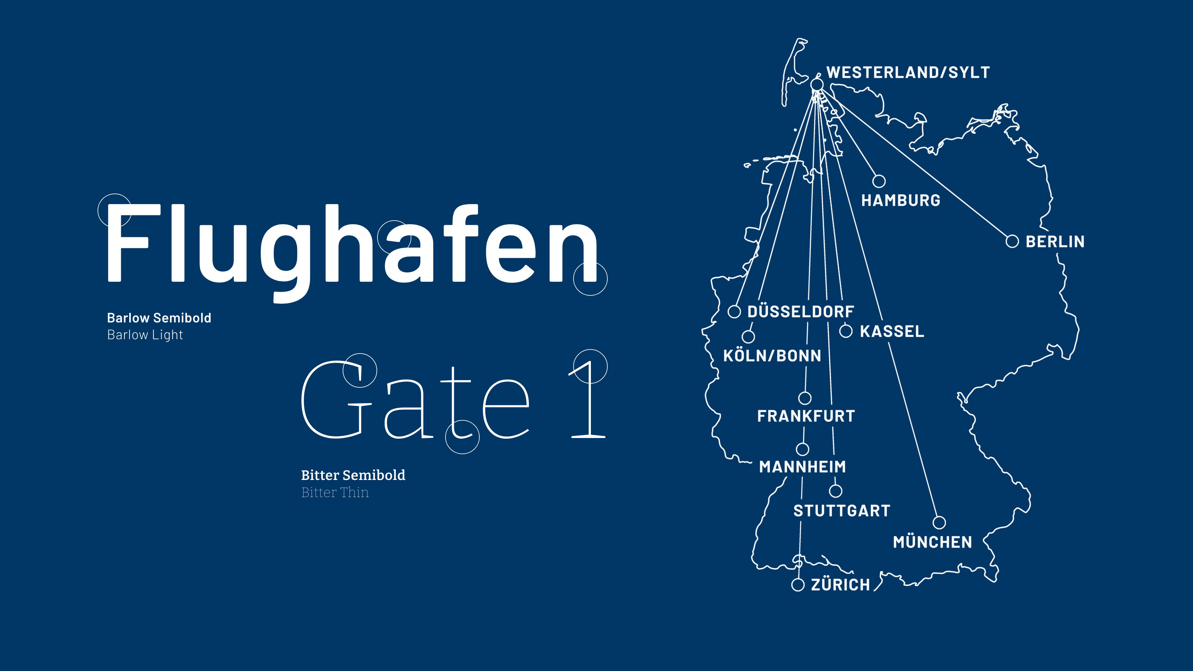 Eine Deutschlandkarte mit den Reisezielen vom Flughafen Sylt