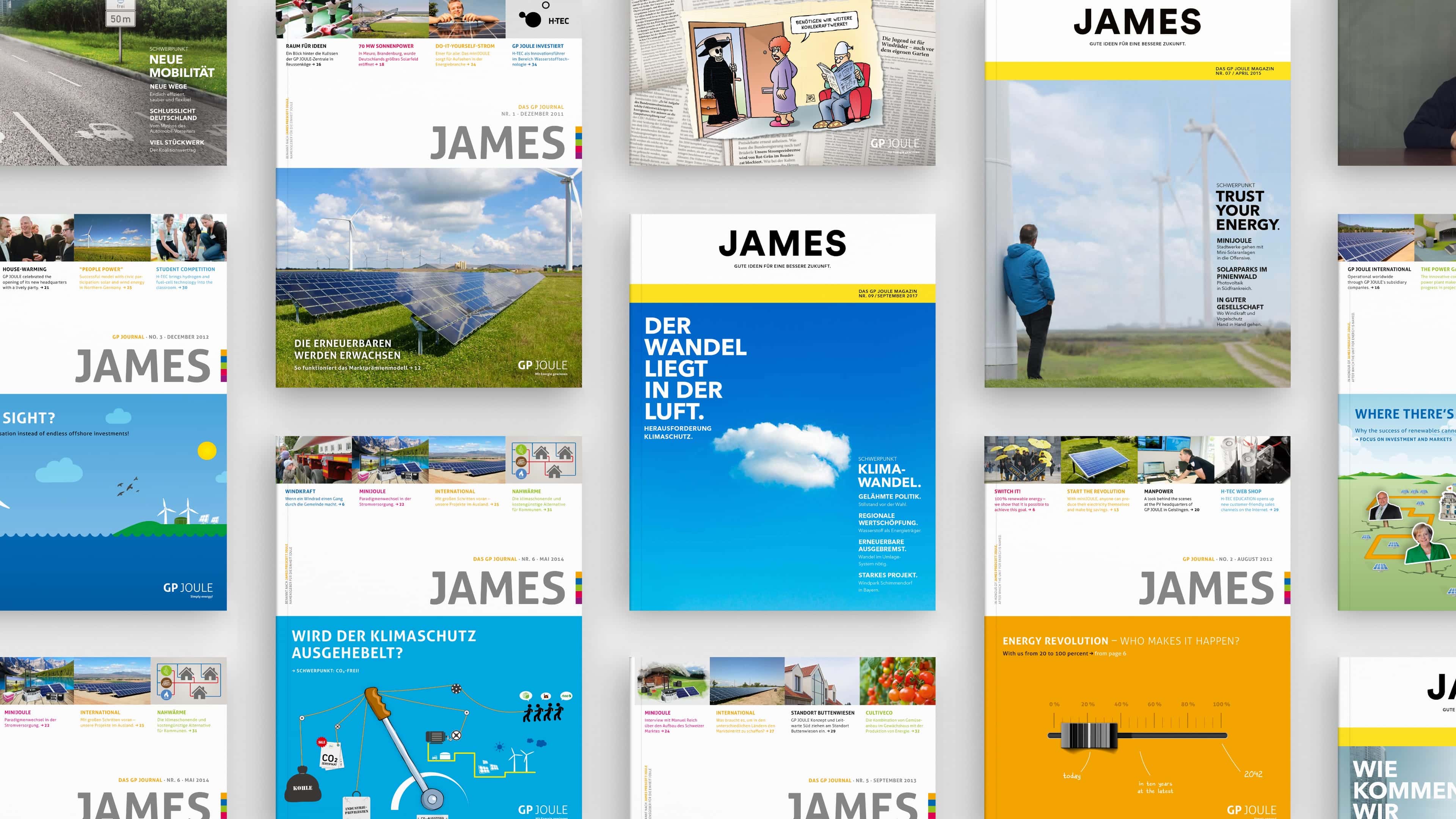 Eine Collage an James Magazinen von GP Joule