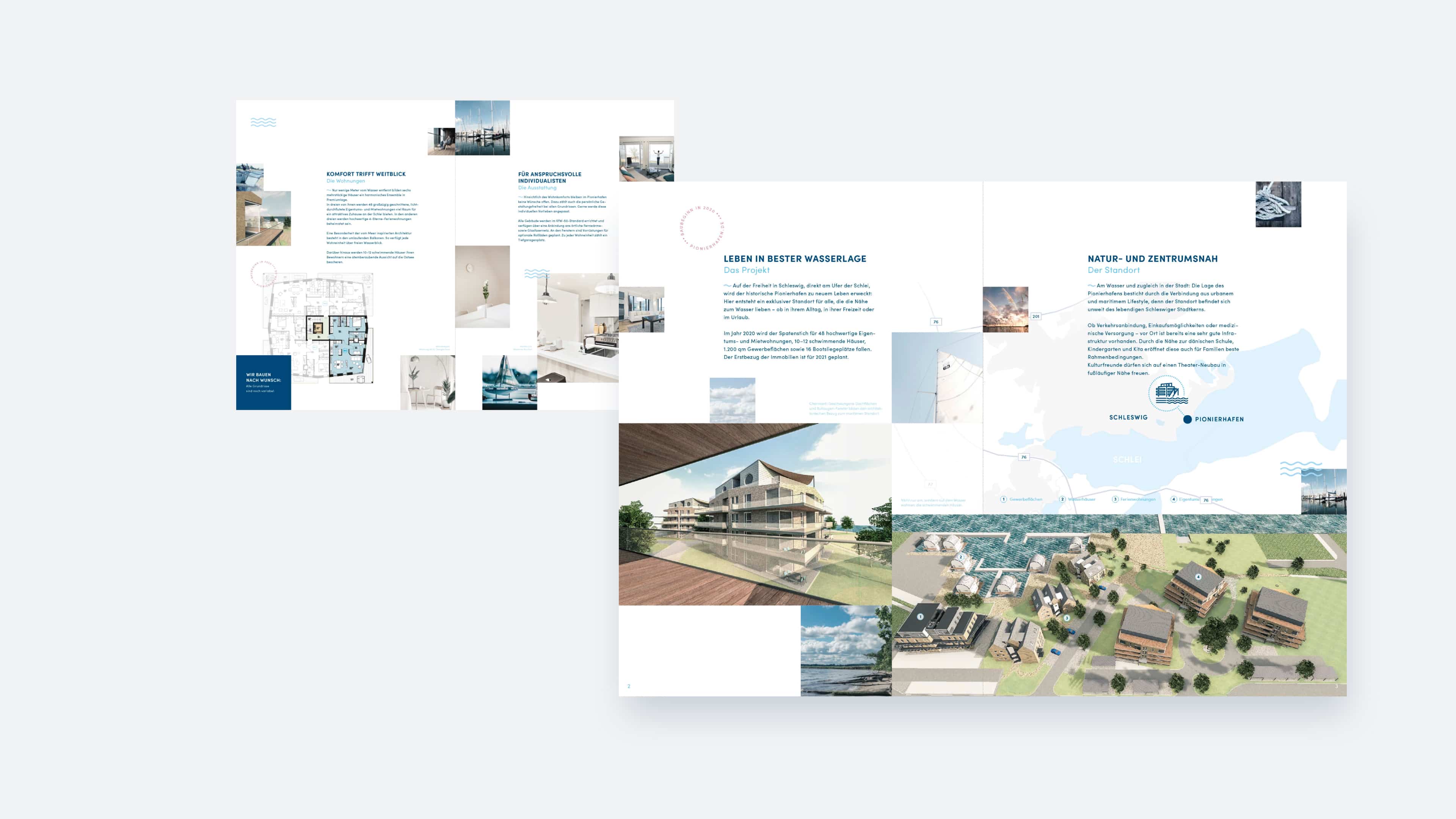 Vier Infoseiten über den Pionierhafen Schleswig