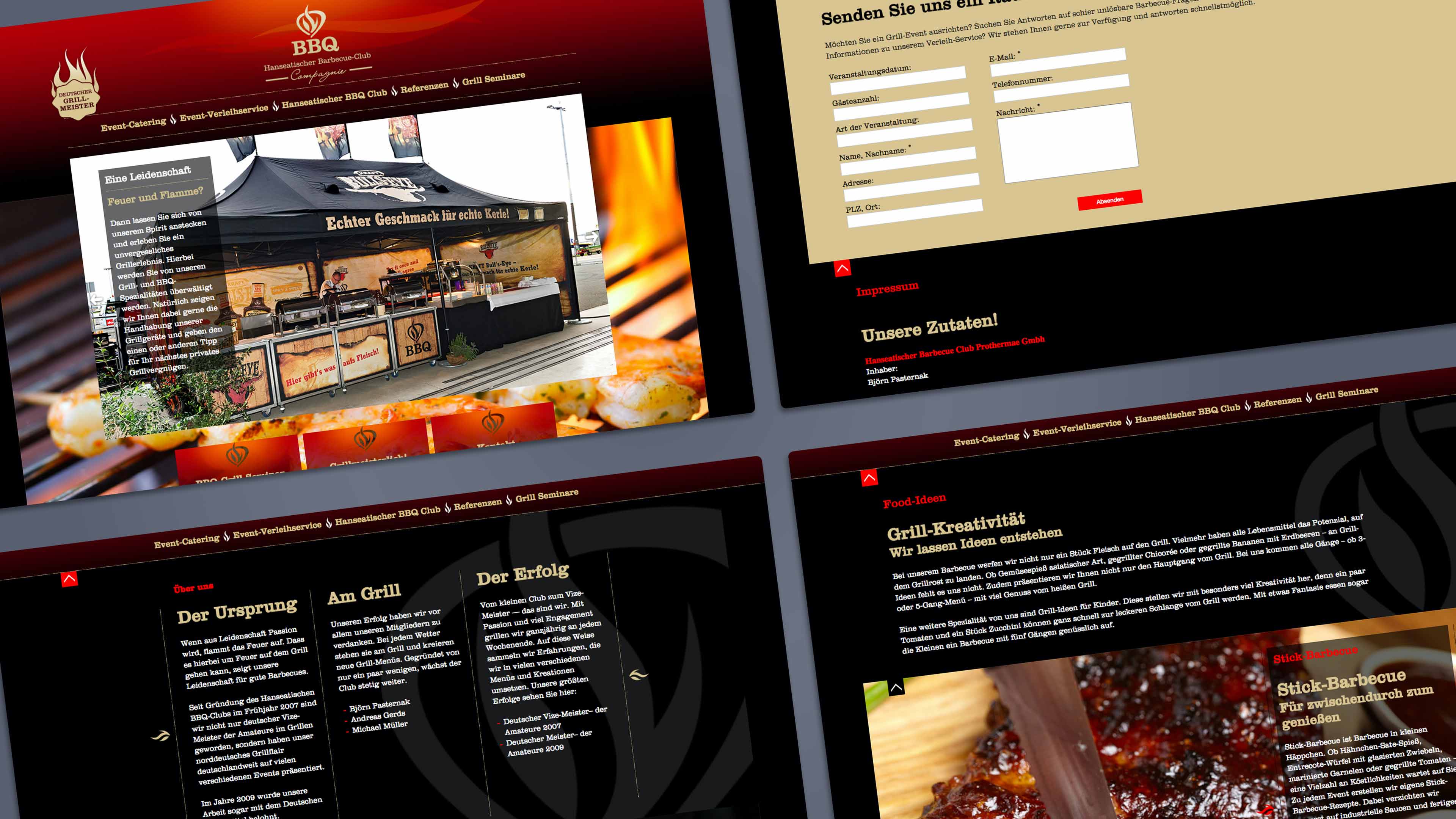 Vier Website Ansichten von hanseatischer barbeque