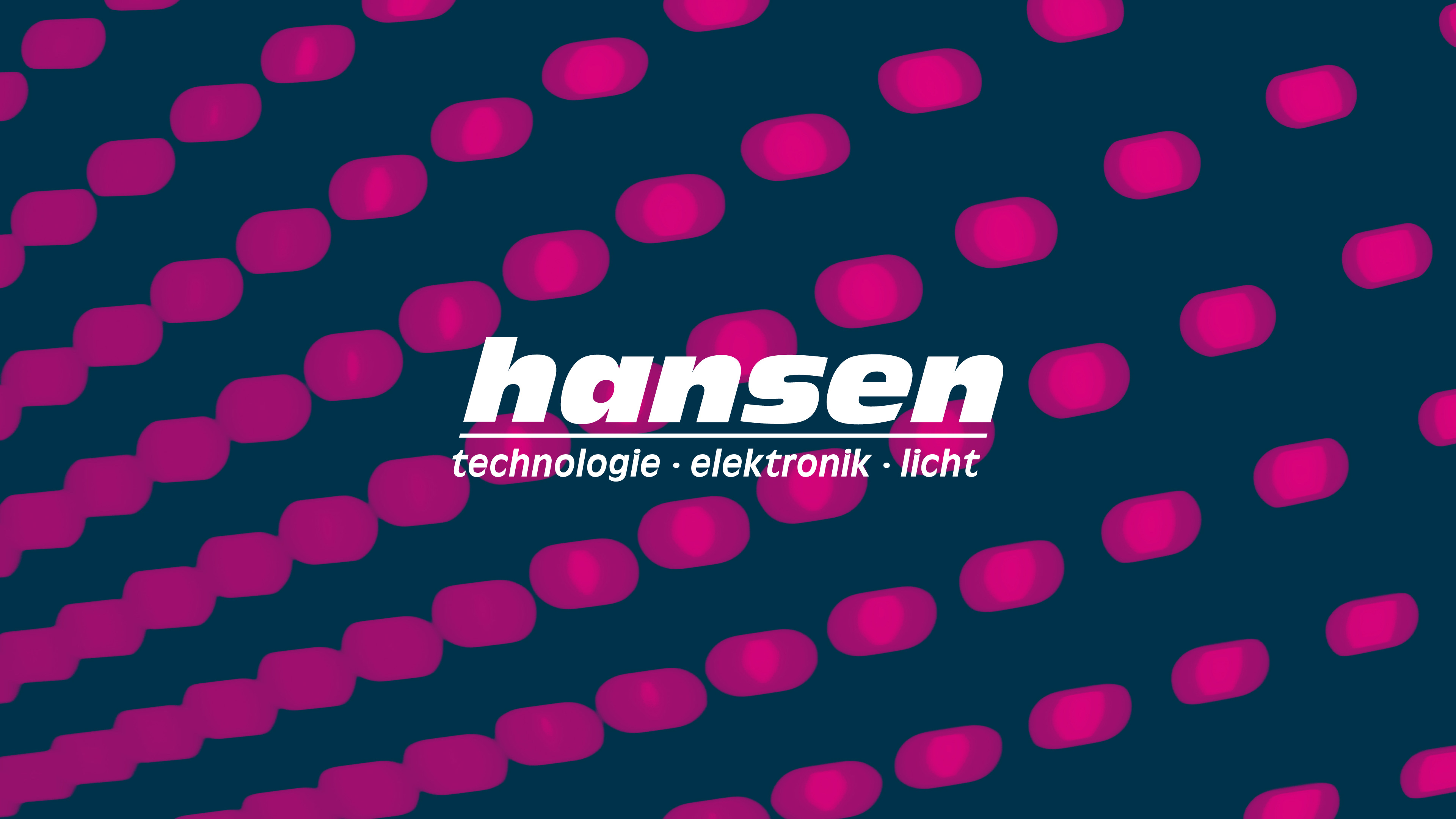 Logo von Hansen Elektronik mit lila Punkten im Hintergrund