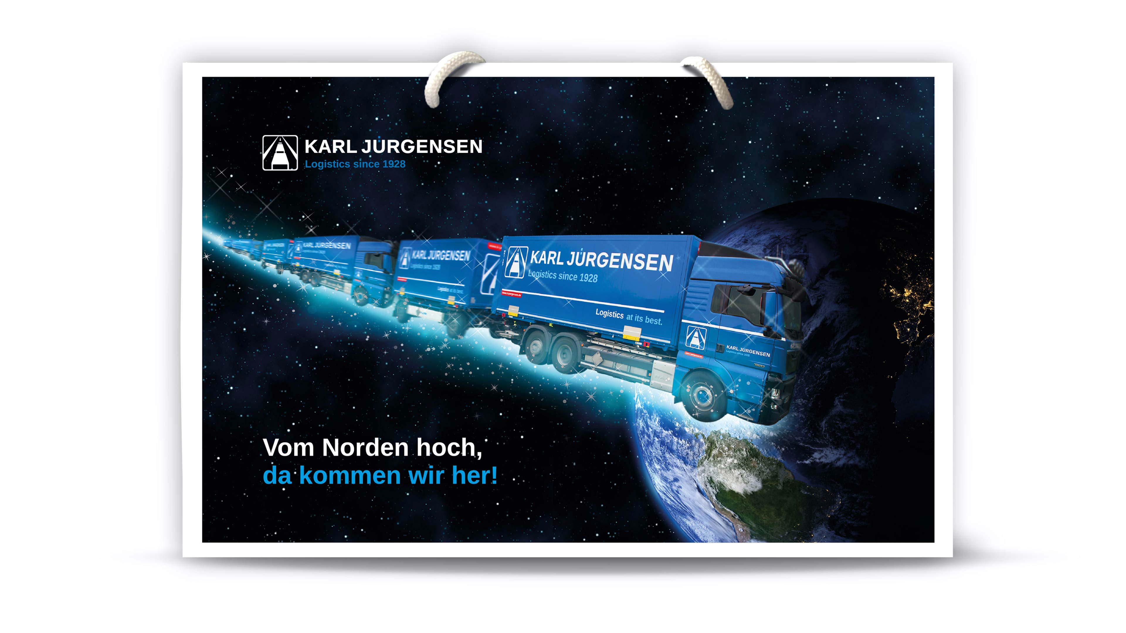 Eine Papiertüte mit dem Logo von karl Jürgensen drauf