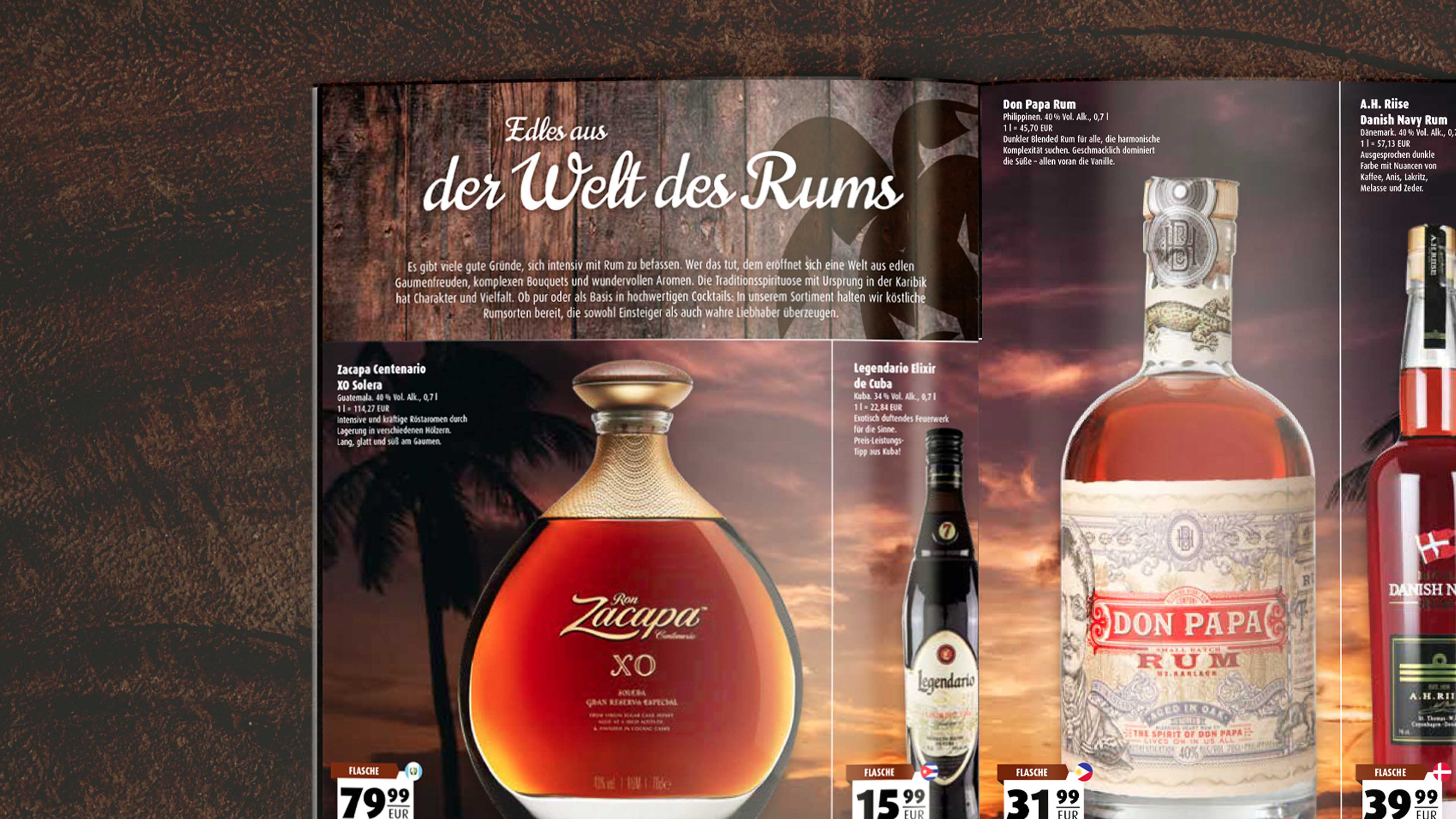 Rum Werbung auf Scandiprospekt