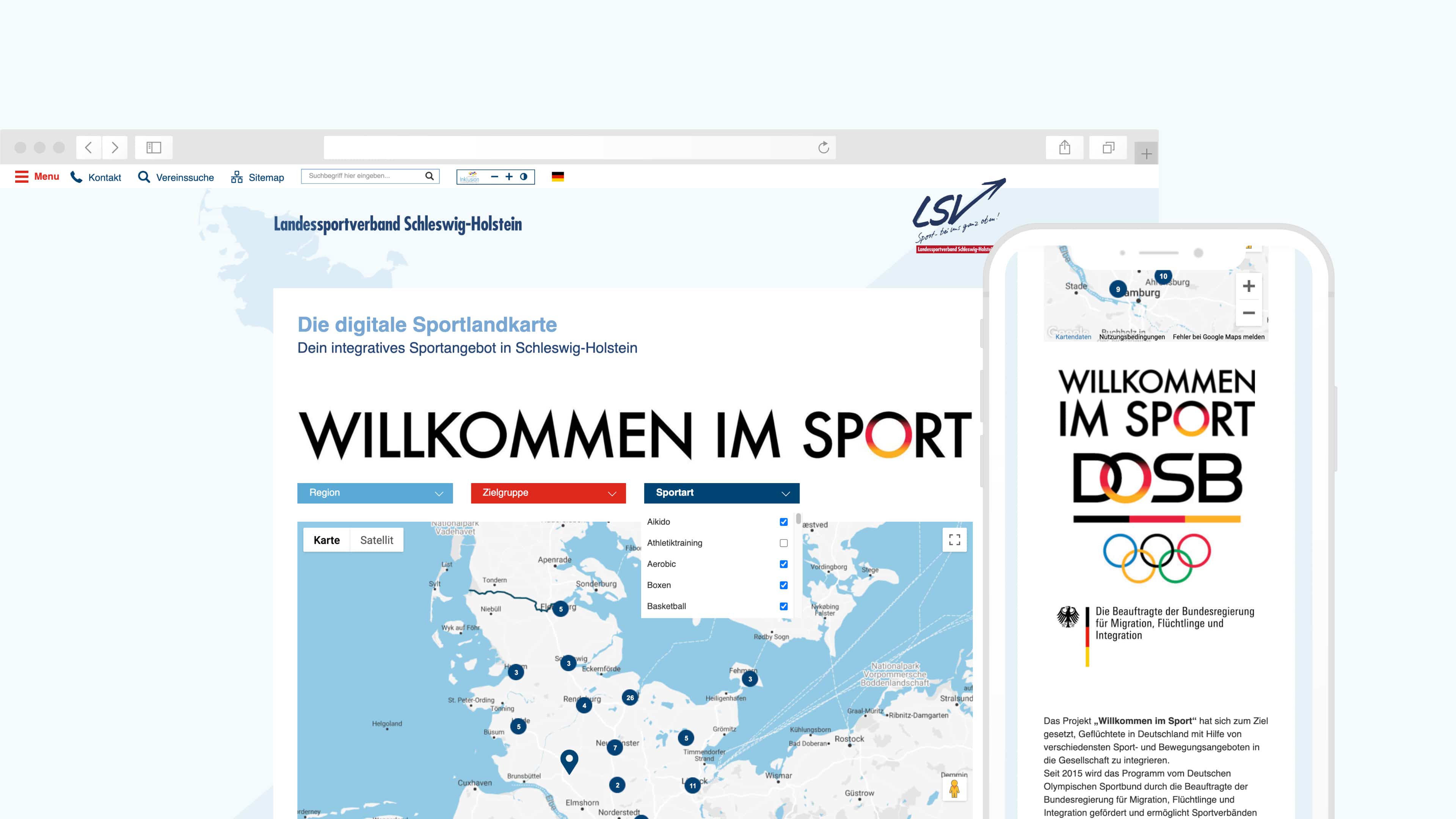 Homepage Startseite mit Olympia Symbol der lsv