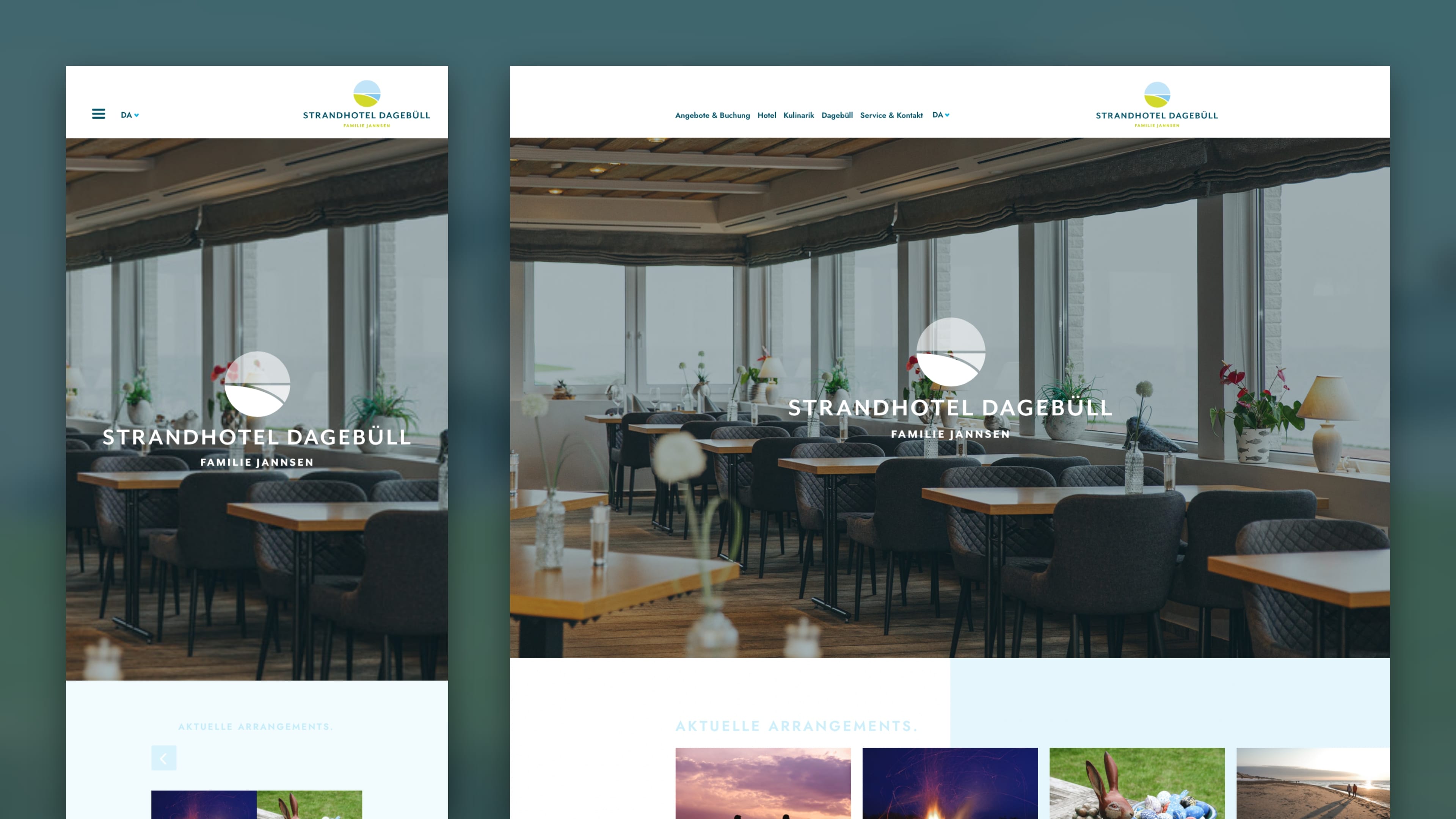 Zwei Ausschnitte der Strandhotel Dagebüll Homepage