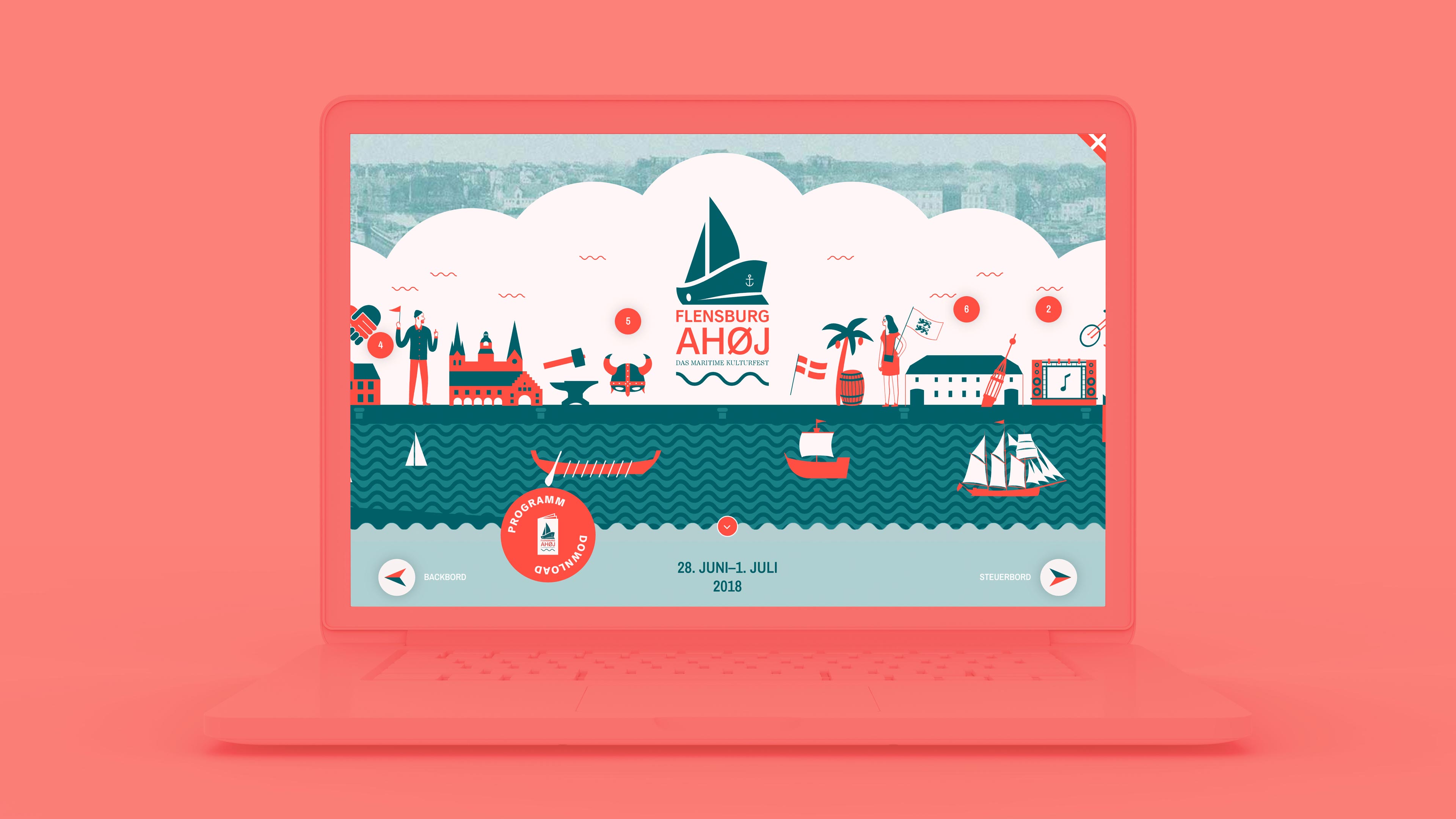 Flensburger Ahoi Homepage im pinker Farbe