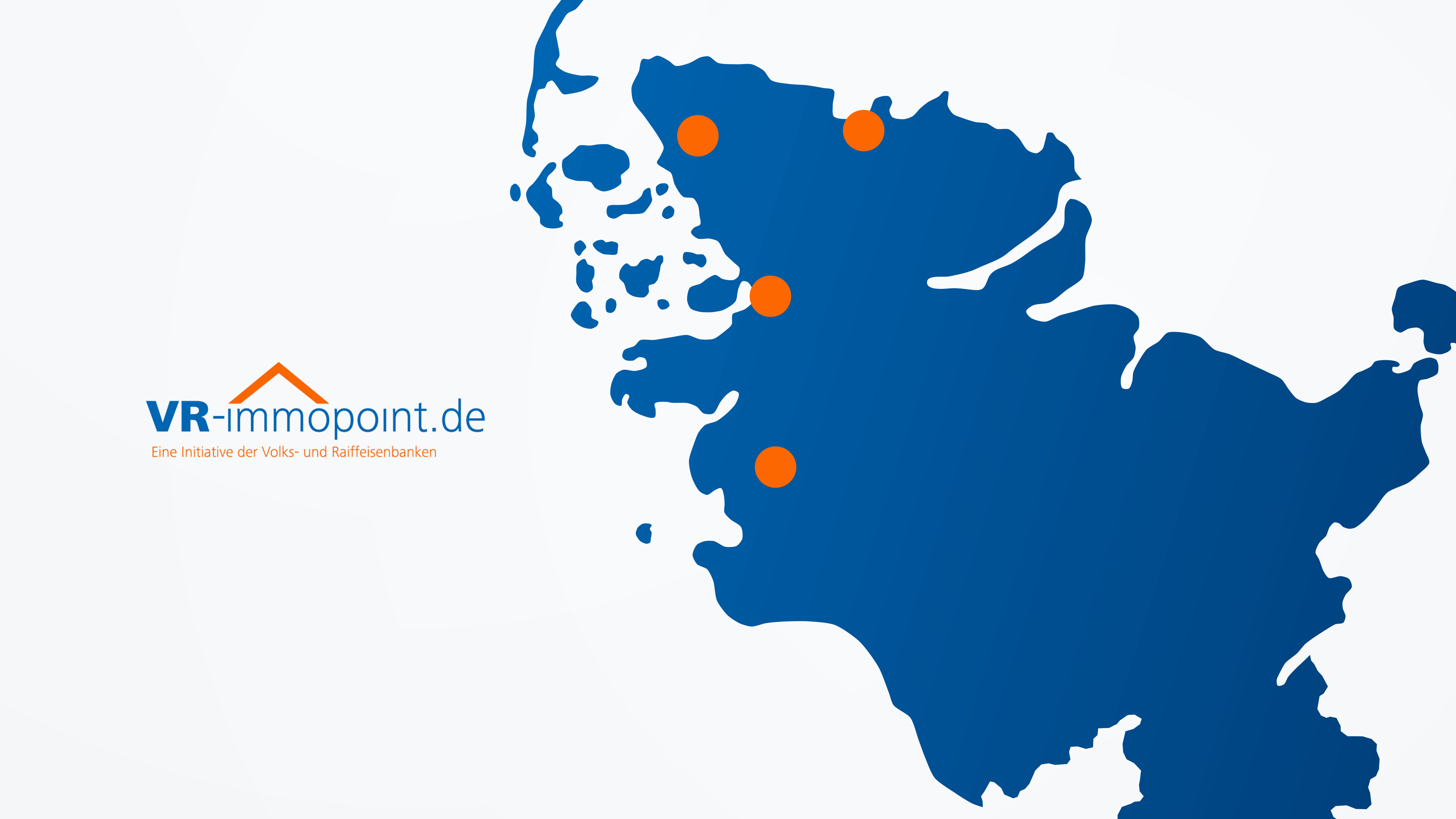 Landkarte von Schleswig Holstein mit markierten Standorten der VR Bank