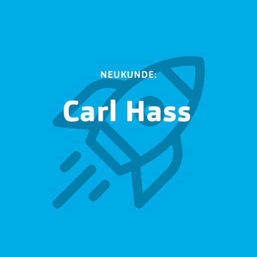 Blaue Kachel für Neukunde Carl Hass