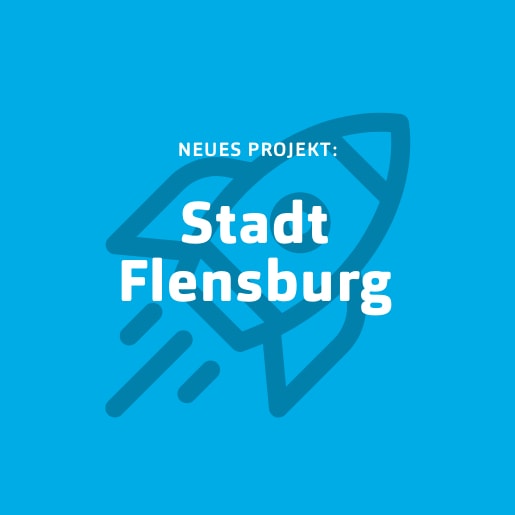 Blaue Kachel für Neukunde Stadt Flensburg