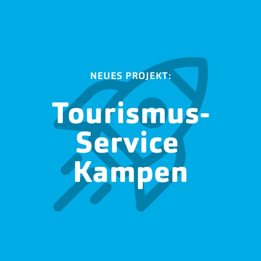 Blaue Kachel für Neukunde Tourismus Service Kampen