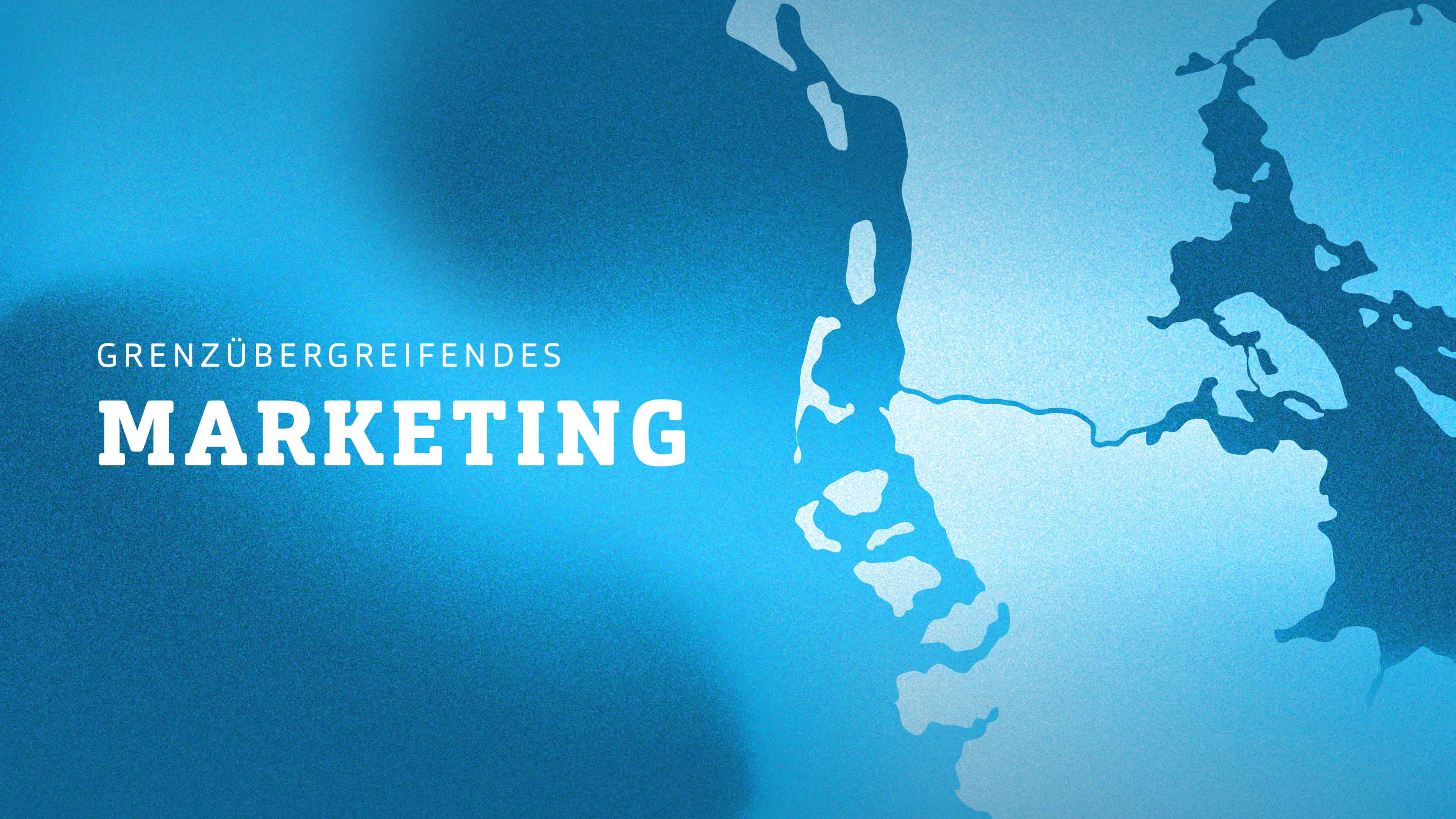 Ein Kartenausschnitt der dänisch-deutschen Grenze mit der Überschrift Grenzübergreifendes Marketing