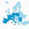 Blaue Landkarte mit eingezeichneter Ländern