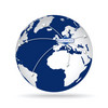 Blaue Weltkugel mit Ragolds Logo