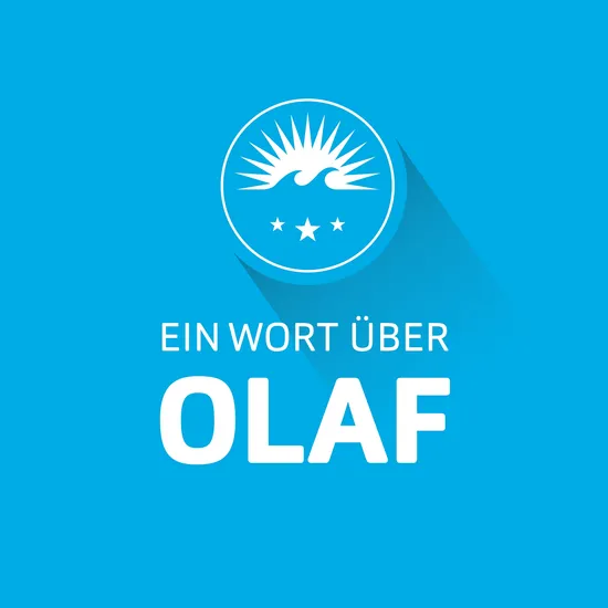 Ein blauer Hintergrund mit weißer Aufschrift auf dem steht Ein Wort über Olaf