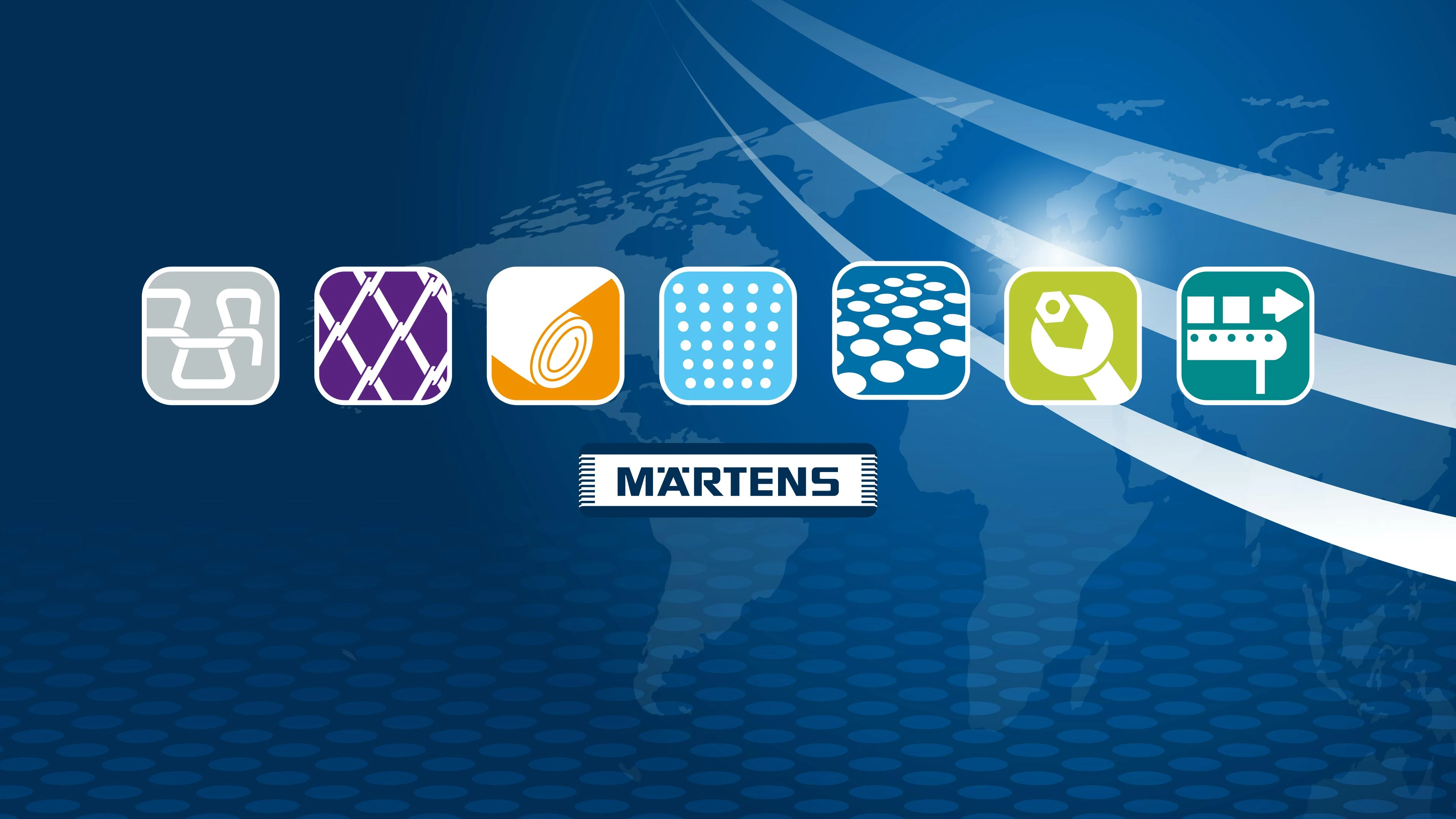 Sieben Icons in bunten Kacheln