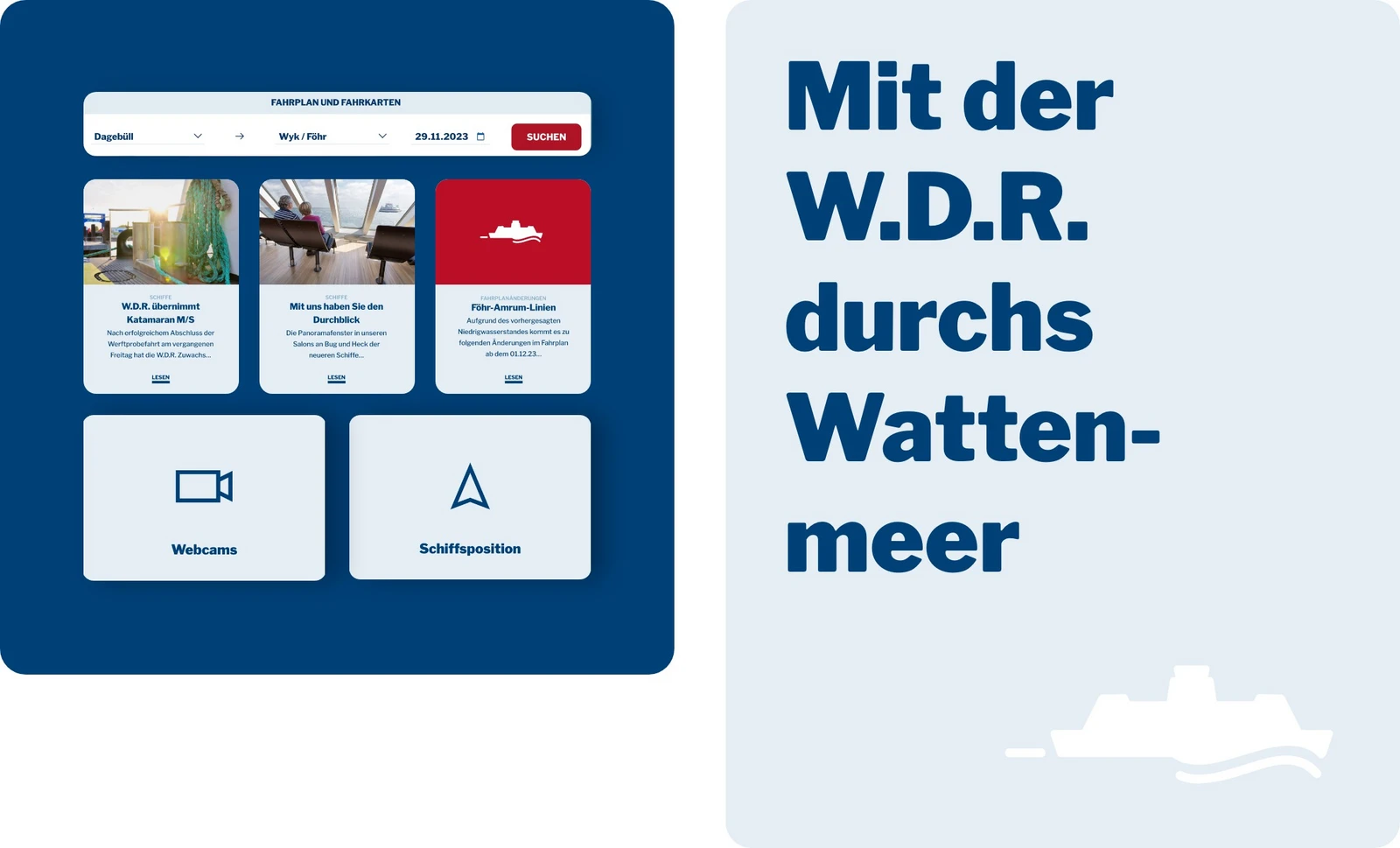 Einblicke in die Website. Slogan 