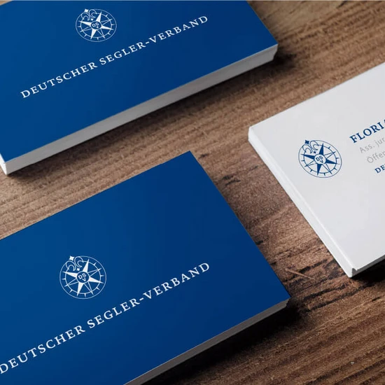 Blau weiße Visitenkarte vom DSV