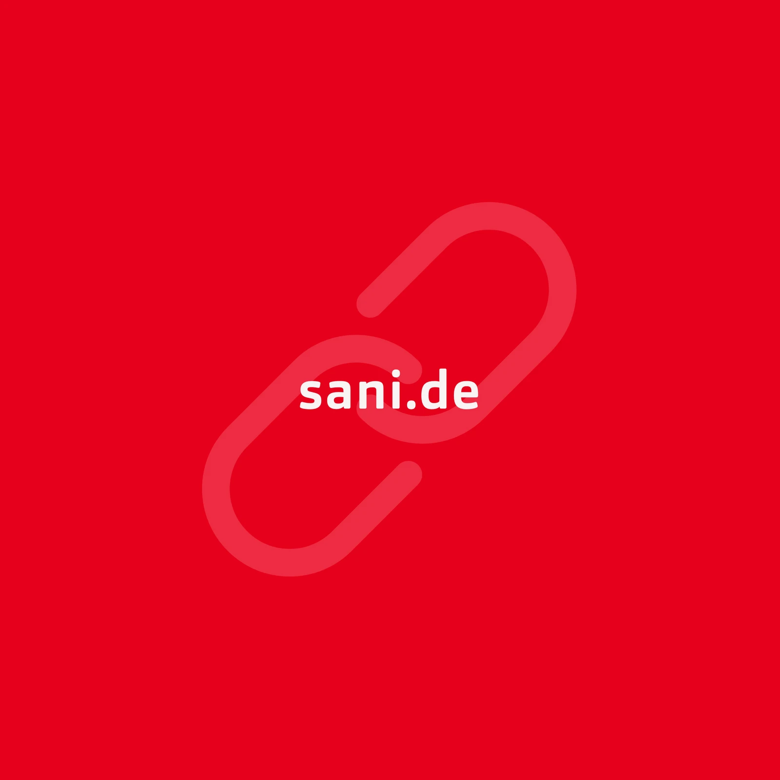 Sani URL auf rotem Hintergrund mit einem Kettensymbol