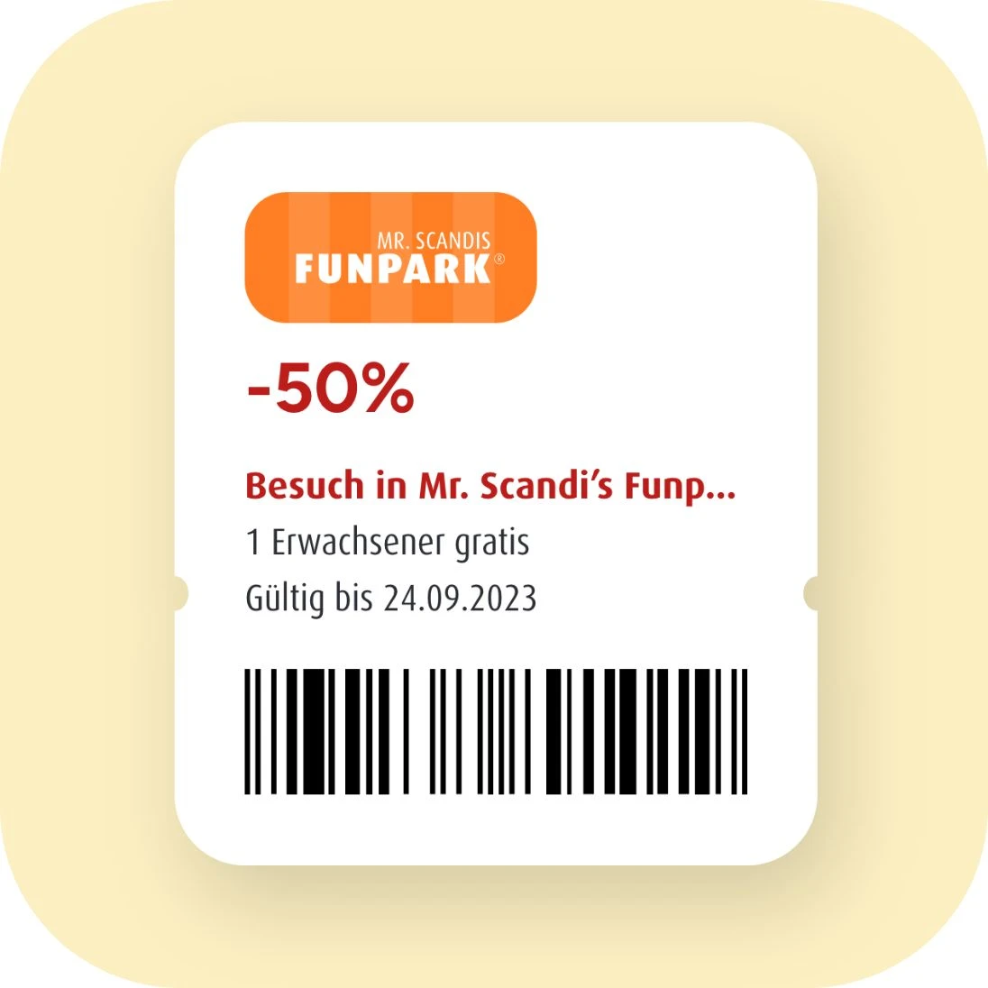 Ein Funpark Coupon aus der ScandiPark App