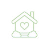 Ein grünes Haus mit einem Herz drin