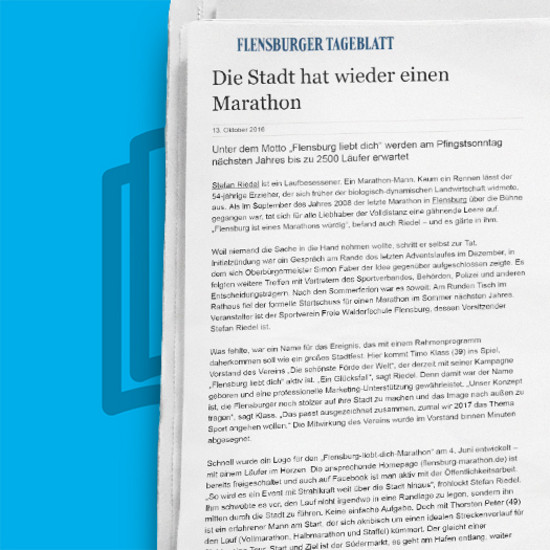 Ausschnitt eines Zeitungsartikels über den Flensburg Marathon