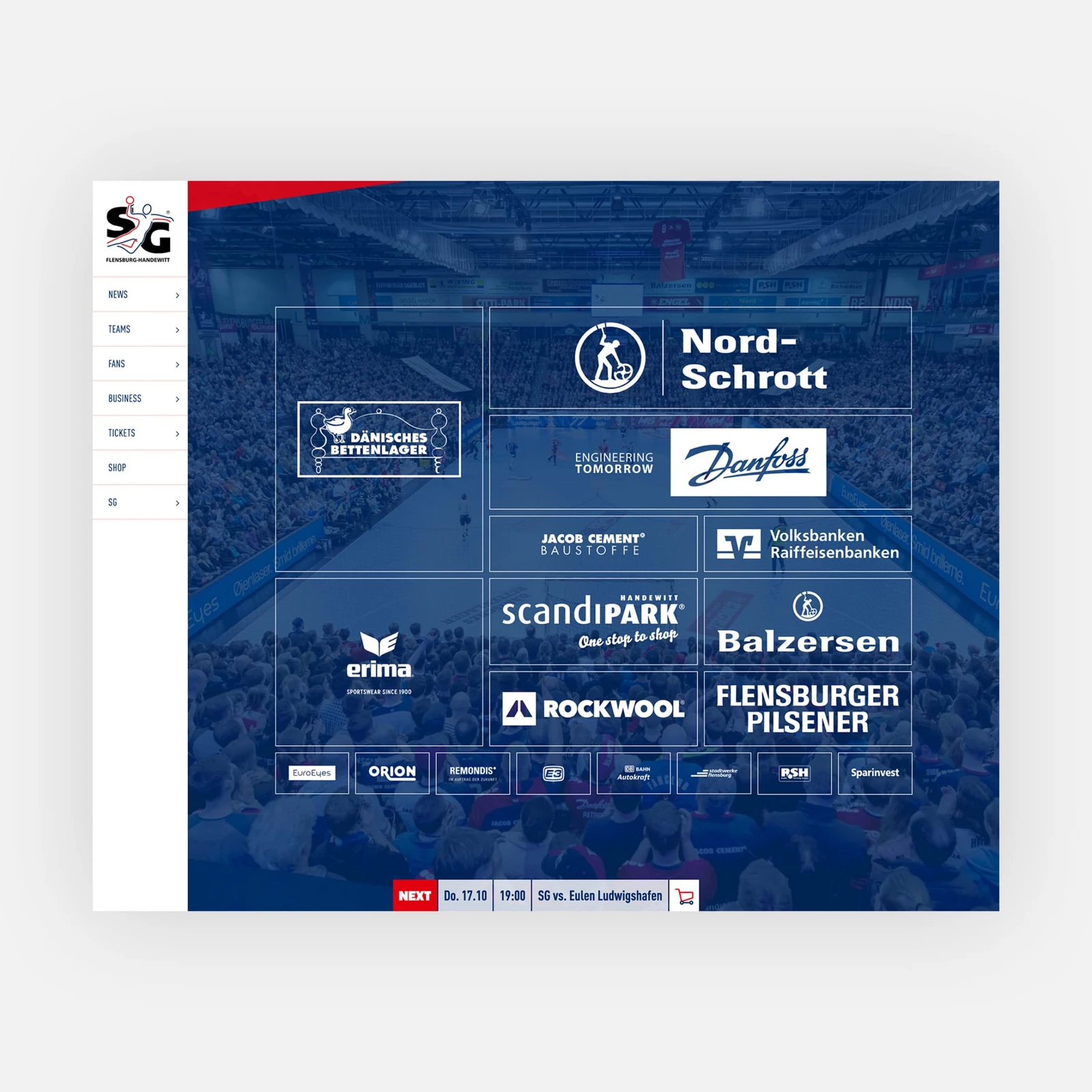 Homepage Seite der SG mit allen Sponsoren