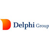 Logo der Delphi Group in blauer Schrift und orangenem stilisierten D als Icon