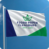 Eine Fahne mit dem neuen Logo und Namen.