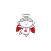 Ein kleiner illustrierter Engel mit Sparkassen Logo auf dem Bauch