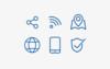 Vier blaue Icons von Dataport