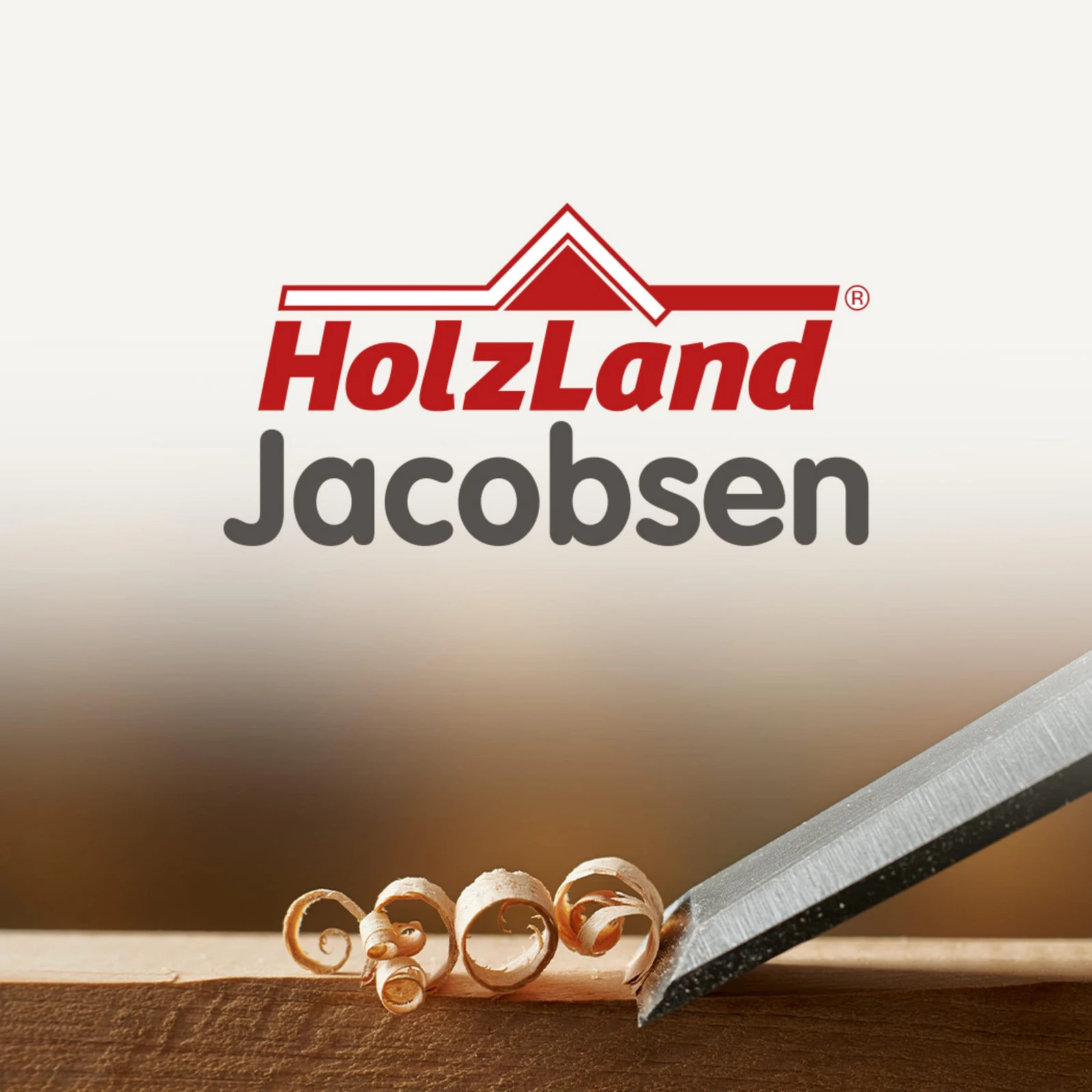 Das rote Logo von Holzland Jacobsen