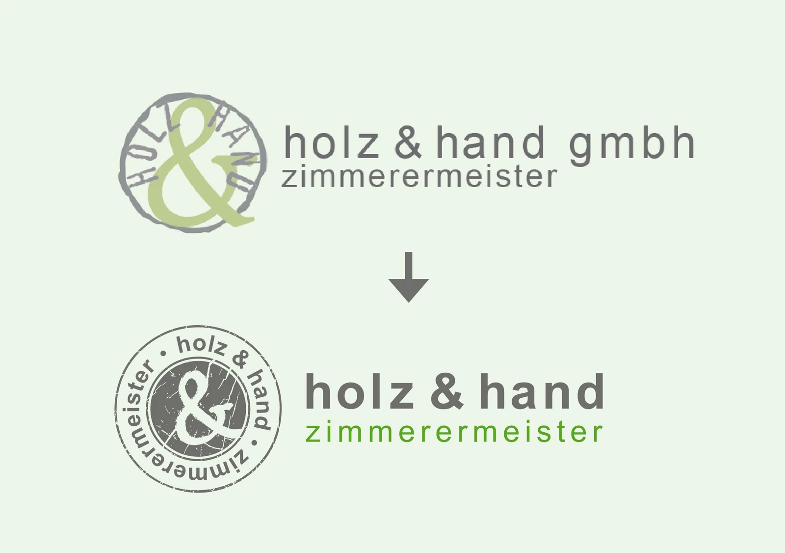 Holz und Hand Logo Überarbeitung hin zu klareren Linien und weg vom Freihand-Design