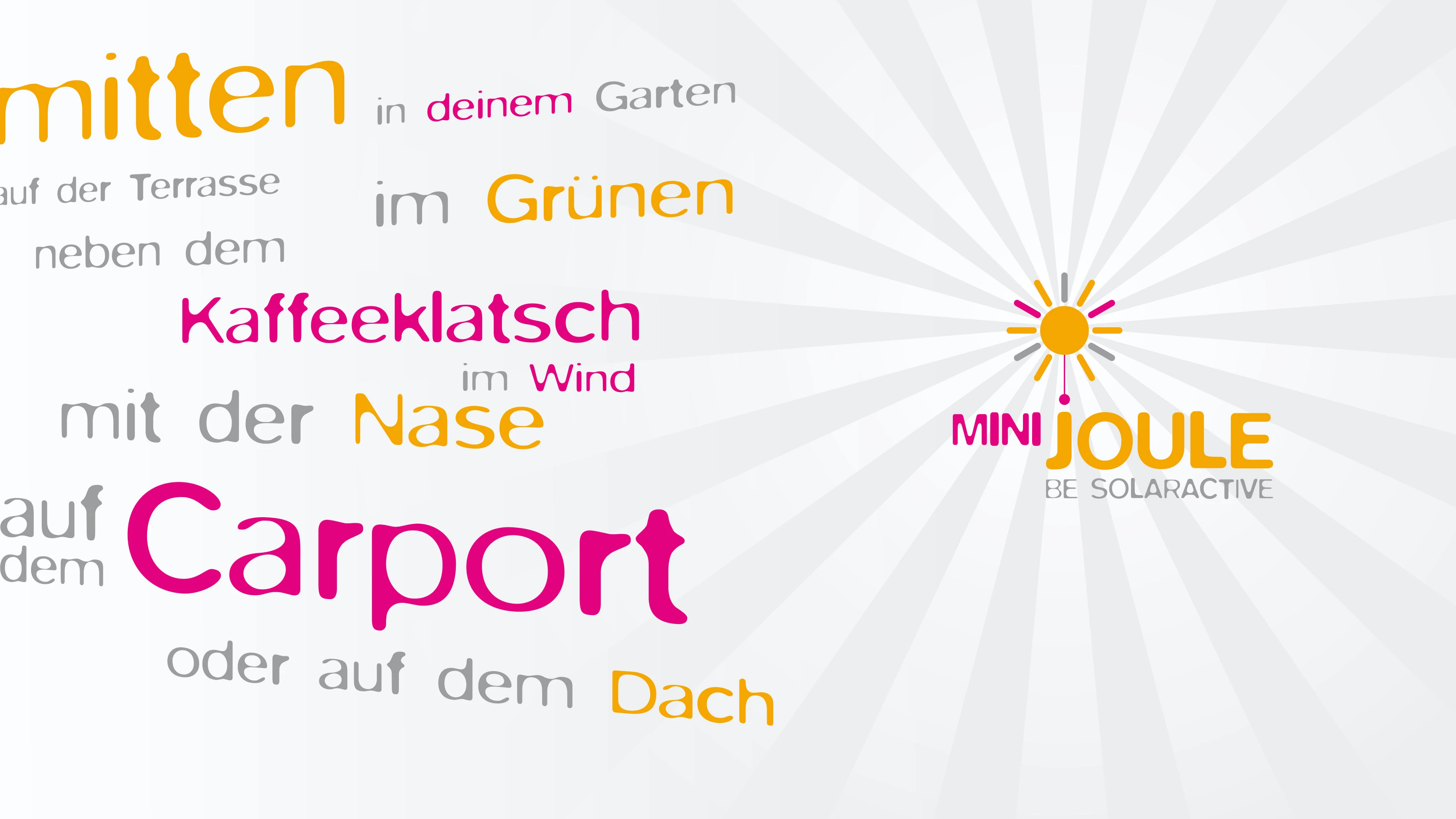 Mini Joule Logo mit Stichwörtern daneben