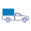 Illustrierter Lieferwagen mit blauem anhänger